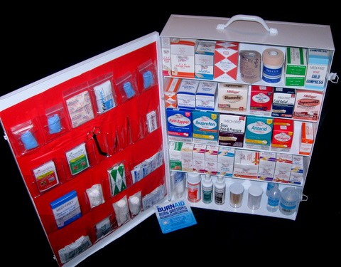 First Aid Cabinet, 5-shelf, filled (#738MTMF)
