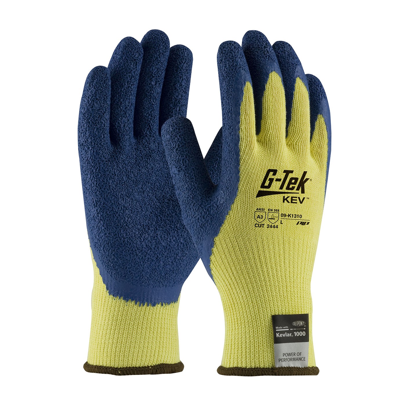 G-Tek® KEV™ Seamless Knit Kevlar® Glove with Latex Coated Crinkle Grip on Palm & Fingers  (#09-K1310)