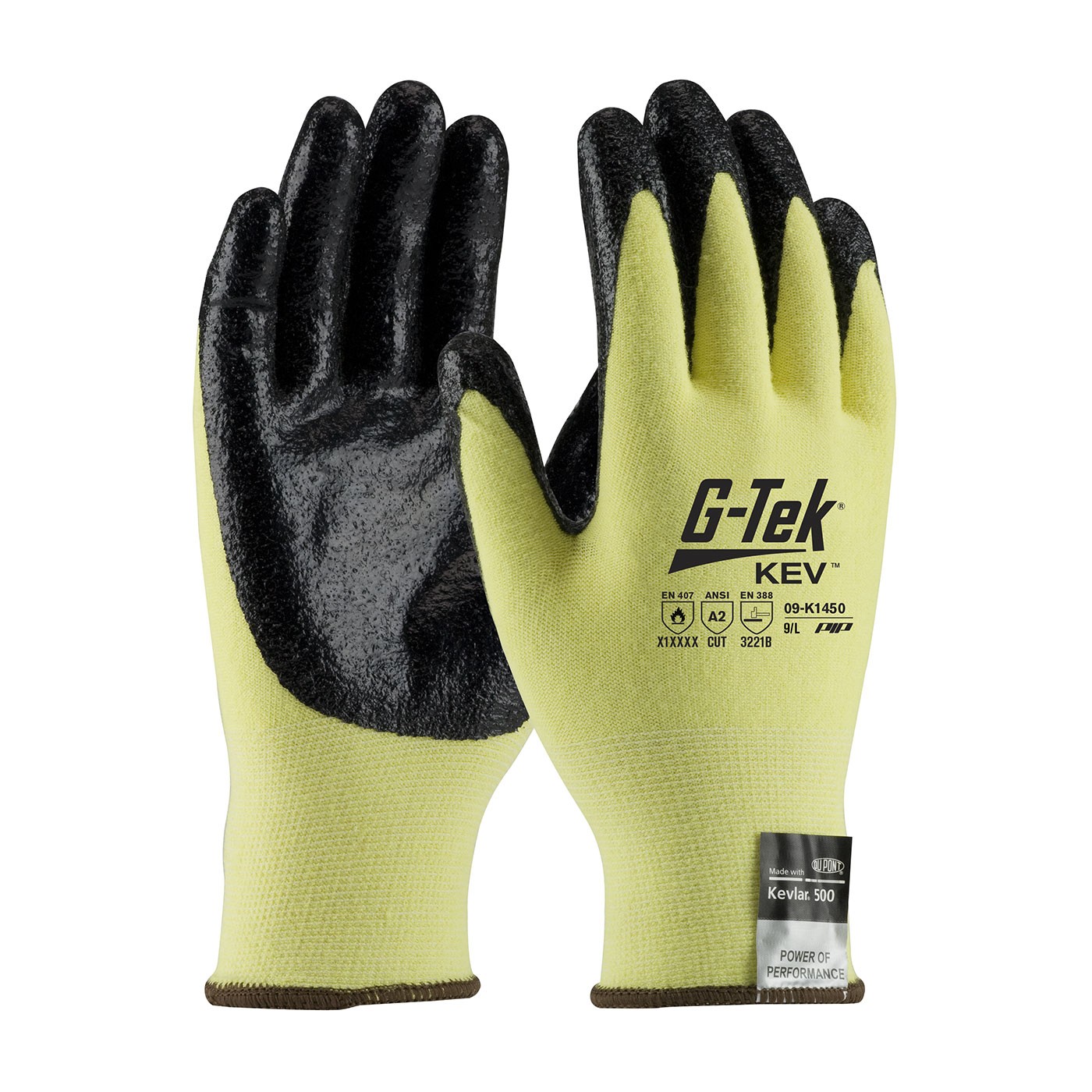 G-Tek® KEV™ Seamless Knit Kevlar® / Lycra Glove with Nitrile Coated Smooth Grip on Palm & Fingers - Medium Weight  (#09-K1450)