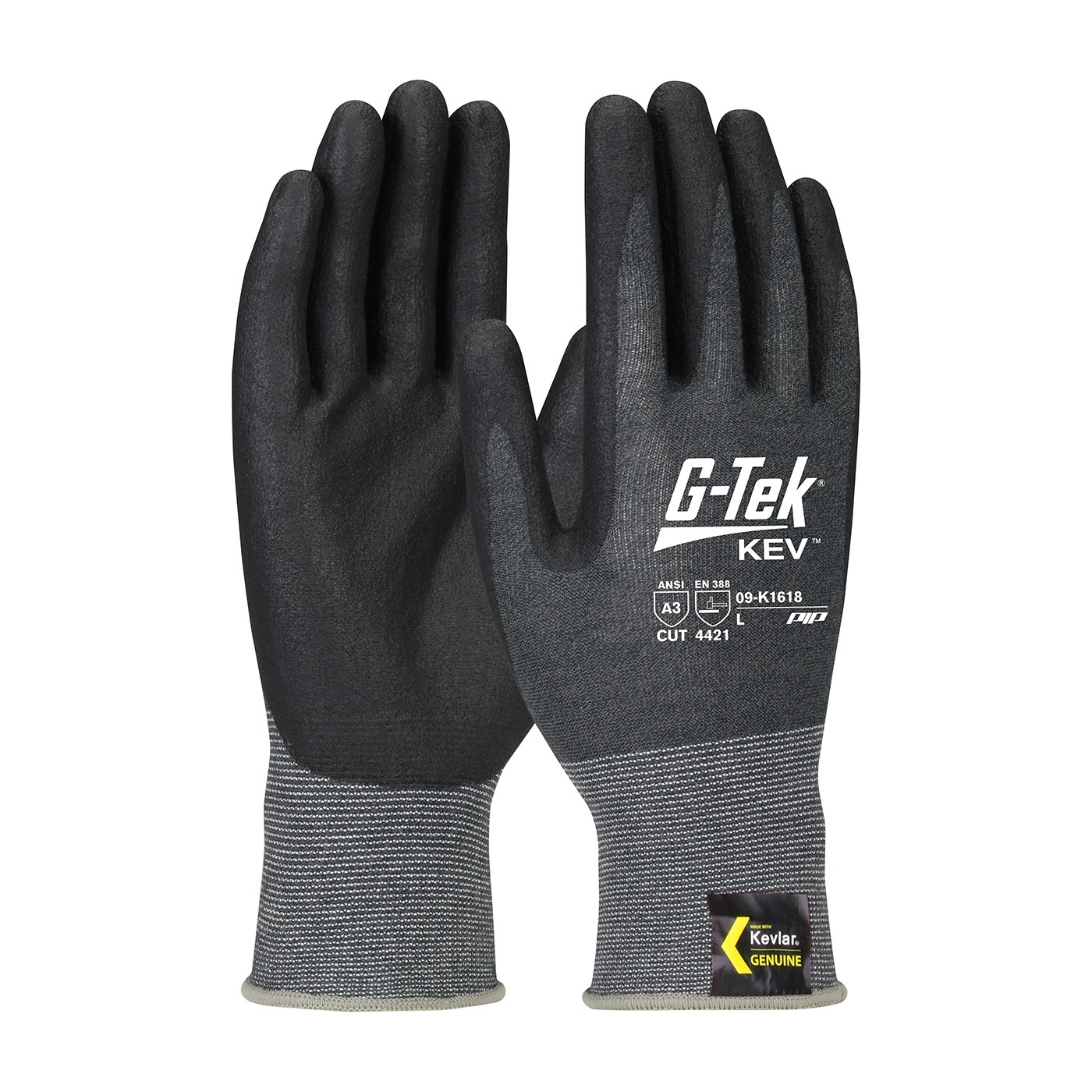 G-Tek® KEV™ Seamless Knit Kevlar® Blended Glove with Nitrile Coated Foam Grip on Palm & Fingers  (#09-K1618)