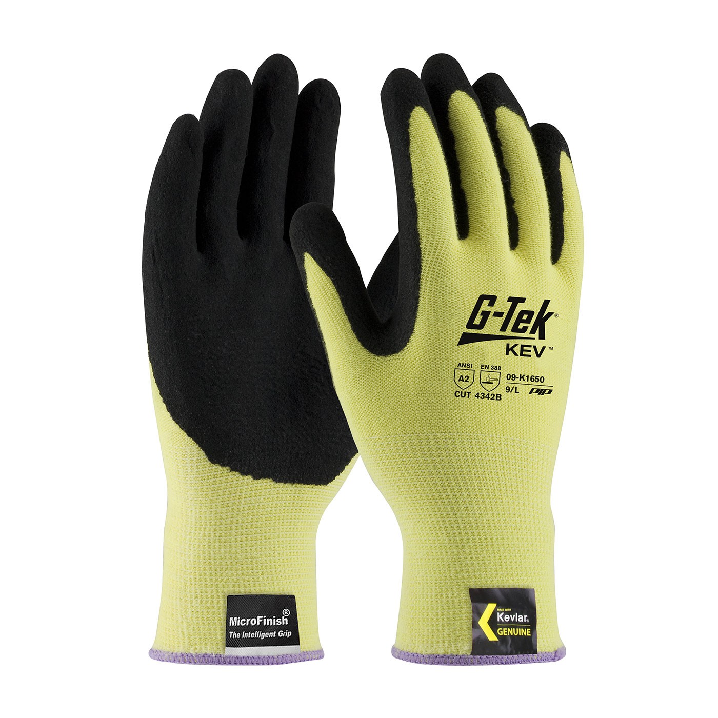 G-Tek® KEV™ Seamless Knit Kevlar® Glove with Nitrile Coated MicroFinish Grip on Palm & Fingers  (#09-K1650)
