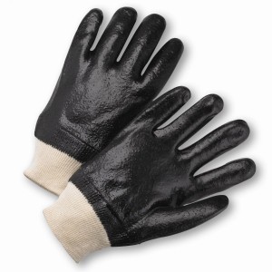 West Chester® PVC Dipped Glove with Interlock Liner and Rough Finish - Knitwrist  (#1007RF)