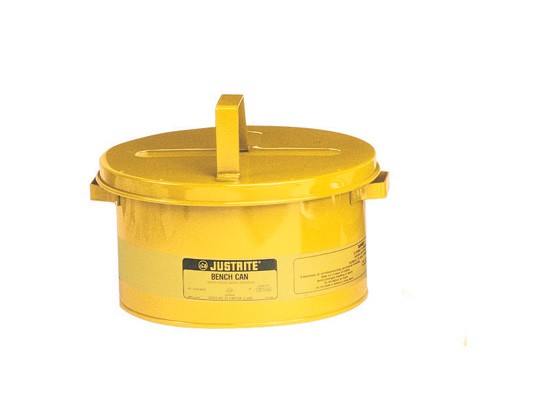 Justrite Bench Can For Solvents, Steel, 2 Gallon, Yellow (#10578)