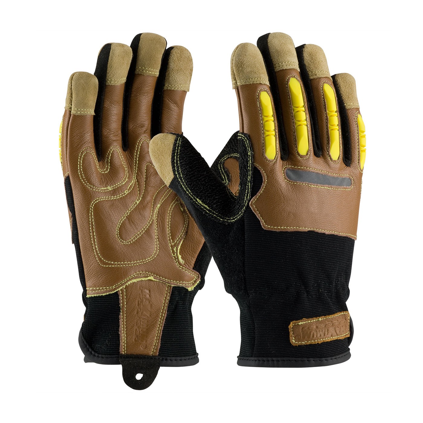 Maximum Safety® Reinforced Goatskin Leather Palm Glove with Leather Back, Kevlar® Lining and TPR Molded Knuckle Guards  (#120-4100)
