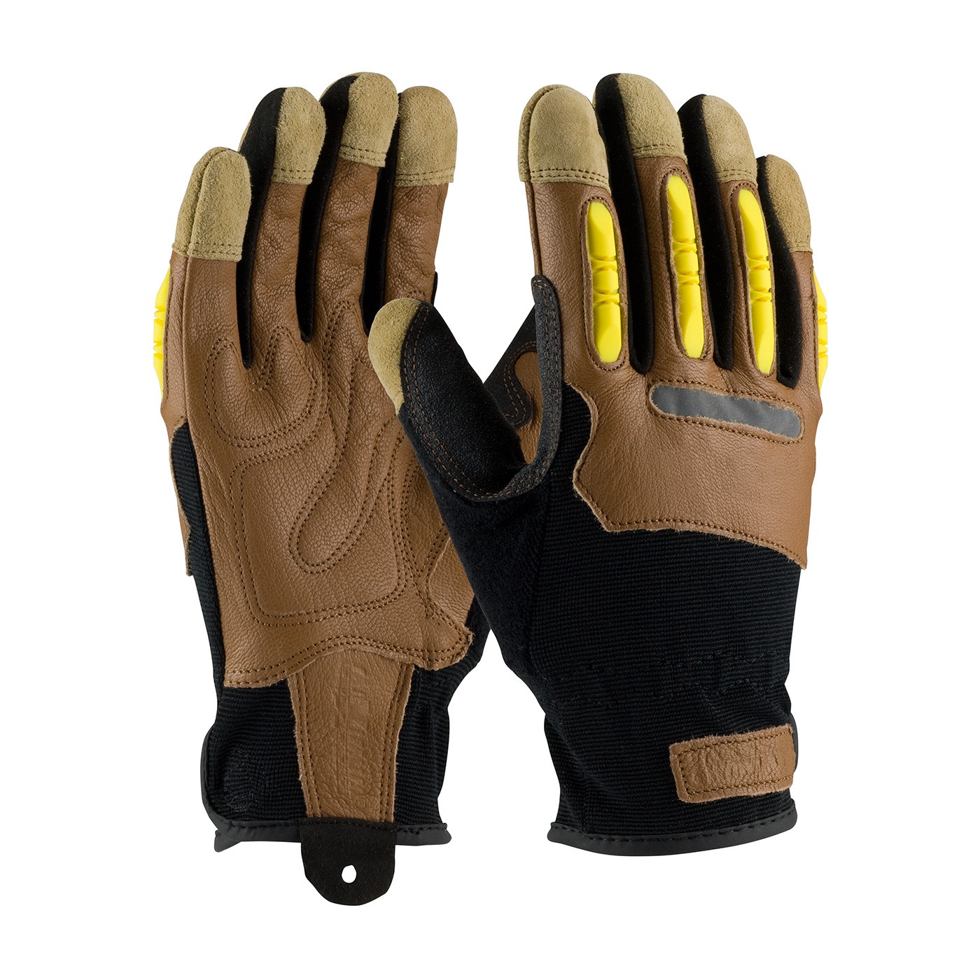 Maximum Safety® Reinforced Goatskin Leather Palm Glove with Leather Back and TPR Molded Knuckle Guards  (#120-4200)