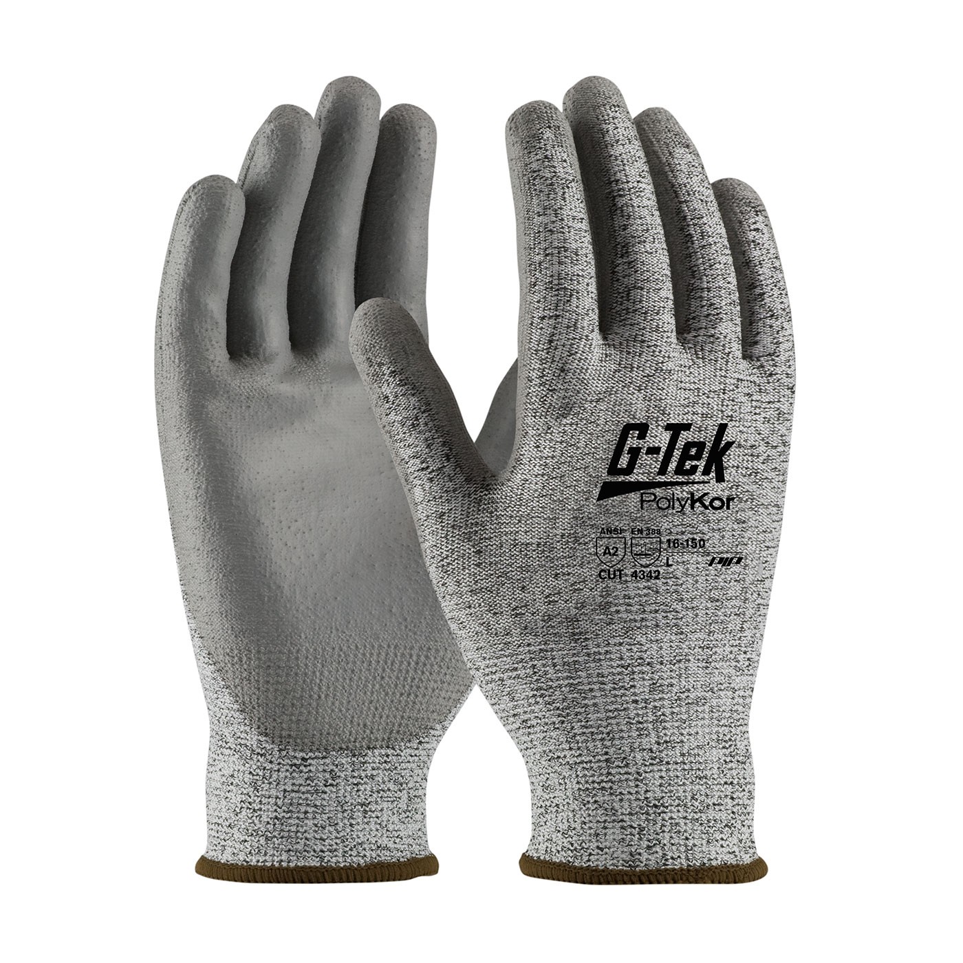G-Tek® PolyKor® Seamless Knit PolyKor® Blended Glove with Polyurethane Coated Smooth Grip on Palm & Fingers  (#16-150)