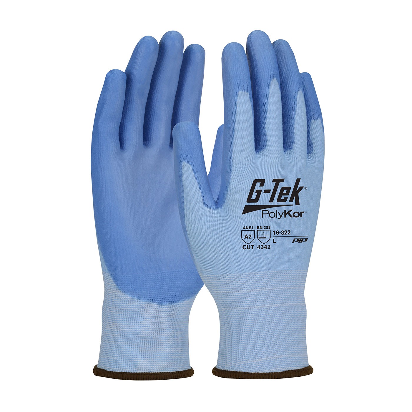 G-Tek® PolyKor® Premium Seamless Knit PolyKor® Blended Glove with Polyurethane Coated Smooth Grip on Palm & Fingers  (#16-322)