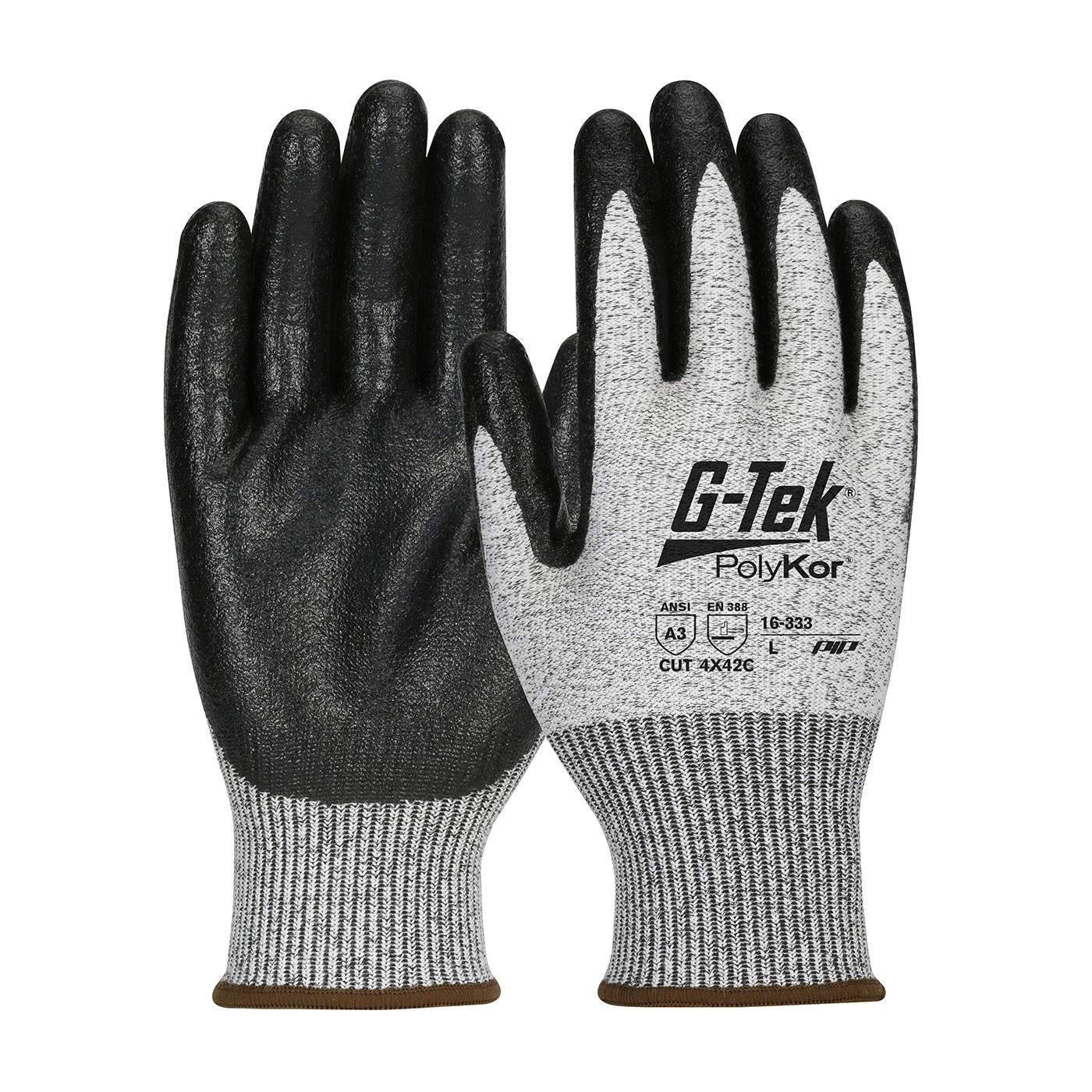G-Tek® PolyKor® Seamless Knit PolyKor® Blended Glove with Nitrile Coated MicroSurface Grip on Palm & Fingers  (#16-333)