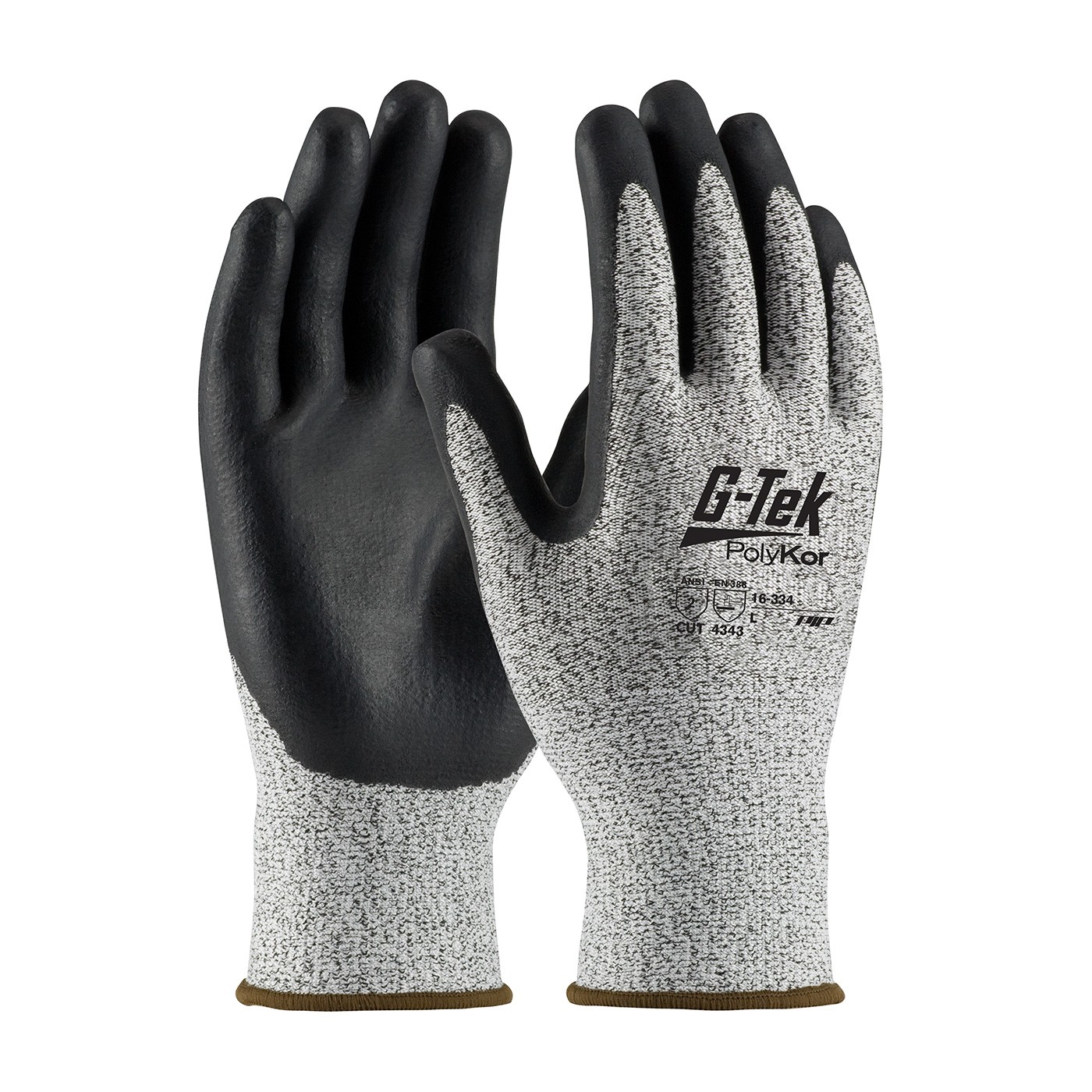 G-Tek® PolyKor® Seamless Knit PolyKor® Blended Glove with Nitrile Coated Foam Grip on Palm & Fingers  (#16-334)