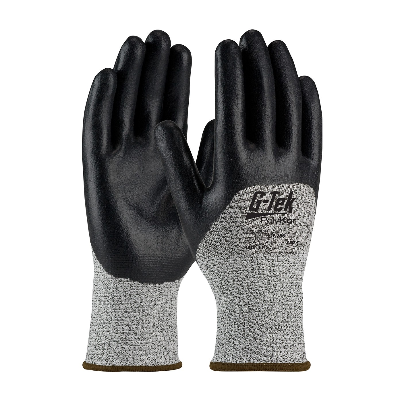 G-Tek® PolyKor® Seamless Knit PolyKor® Blended Glove with Nitrile Coated Foam Grip on Palm, Fingers & Knuckles  (#16-355)