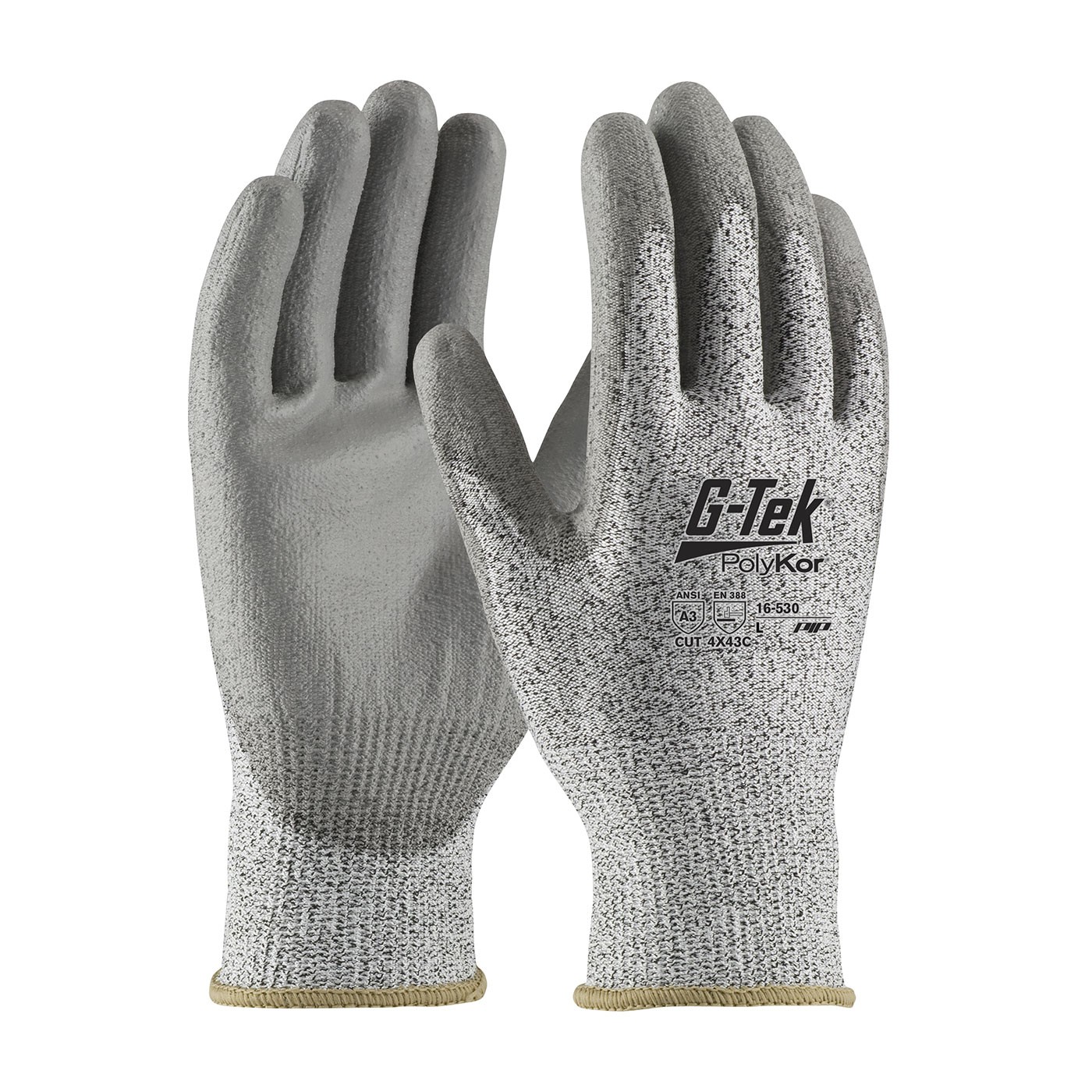 G-Tek® PolyKor® Seamless Knit PolyKor® Blended Glove with Polyurethane Coated Smooth Grip on Palm & Fingers  (#16-530)