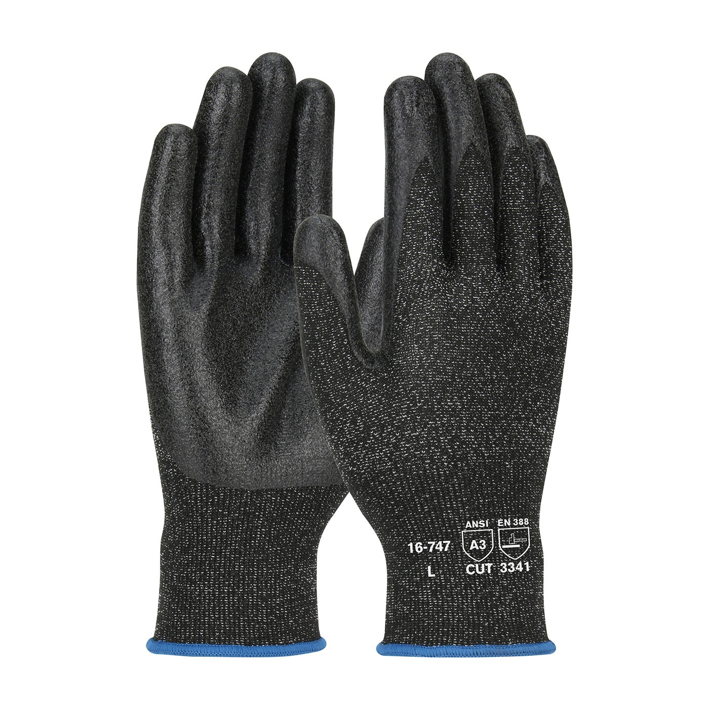 G-Tek® PolyKor® Seamless Knit PolyKor® Blended Glove with PVC Coated Smooth Grip on Palm & Fingers  (#16-747)