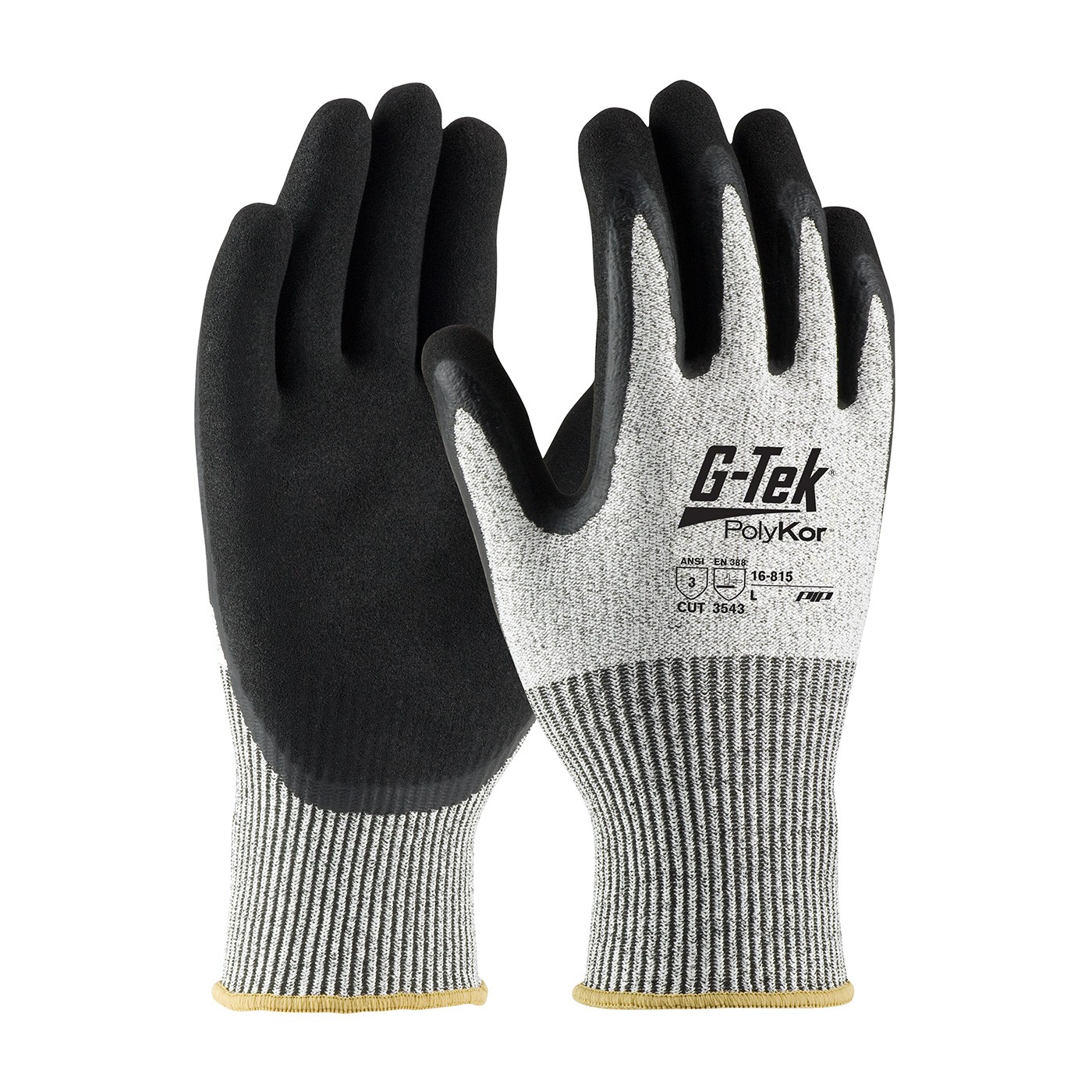 G-Tek® PolyKor® Seamless Knit PolyKor® Blended Glove with Double-Dipped Latex Coated MicroSurface Grip on Palm & Fingers  (#16-815)