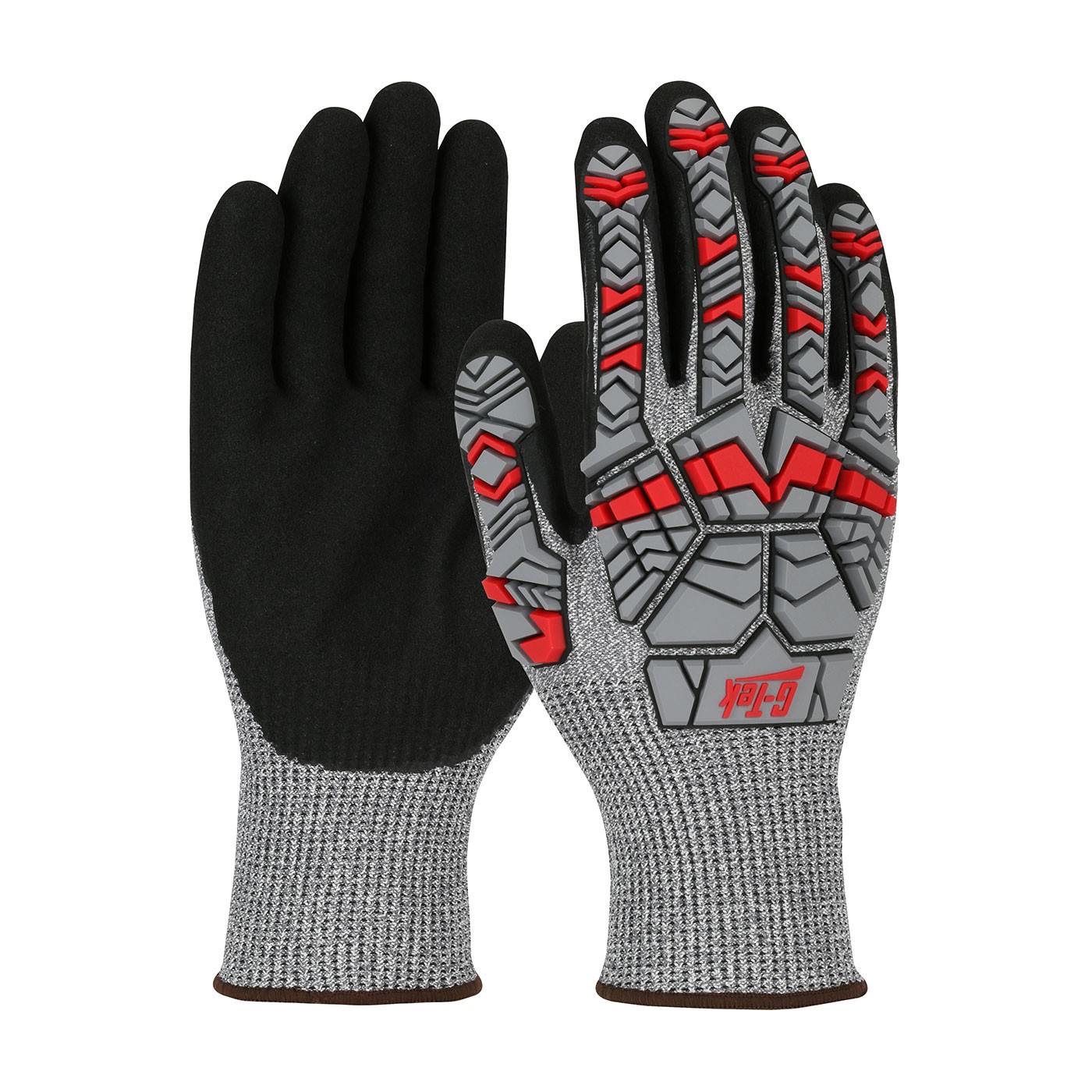 G-Tek® PolyKor® Seamless Knit PolyKor® Blended Glove with Impact Protection and Double-Dipped Nitrile Coated MicroSurface Grip on Palm & Fingers  (#16-MPH430)