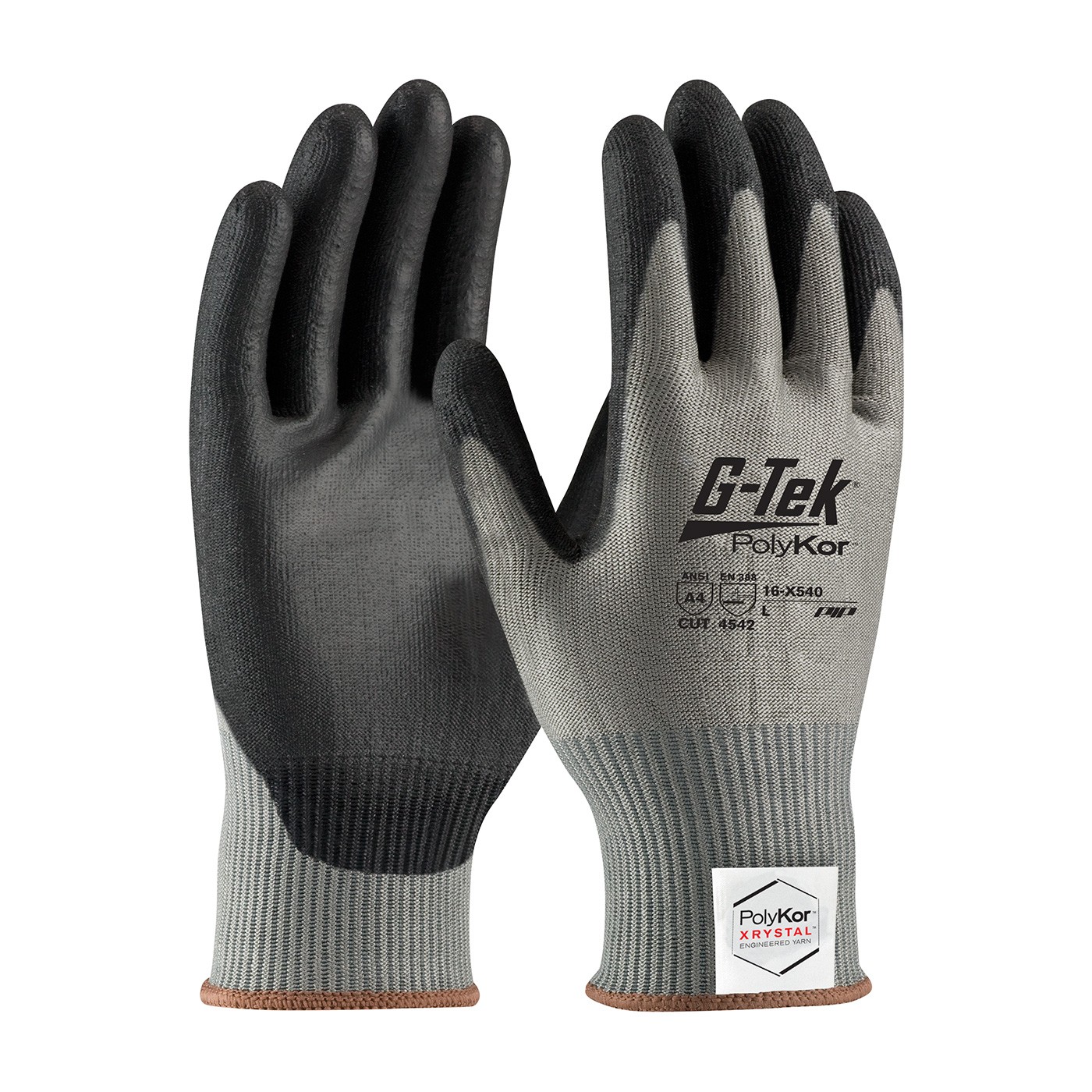 G-Tek® PolyKor® Xrystal® Seamless Knit PolyKor® Xrystal® Blended Glove with Polyurethane Coated Smooth Grip on Palm & Fingers  (#16-X540)
