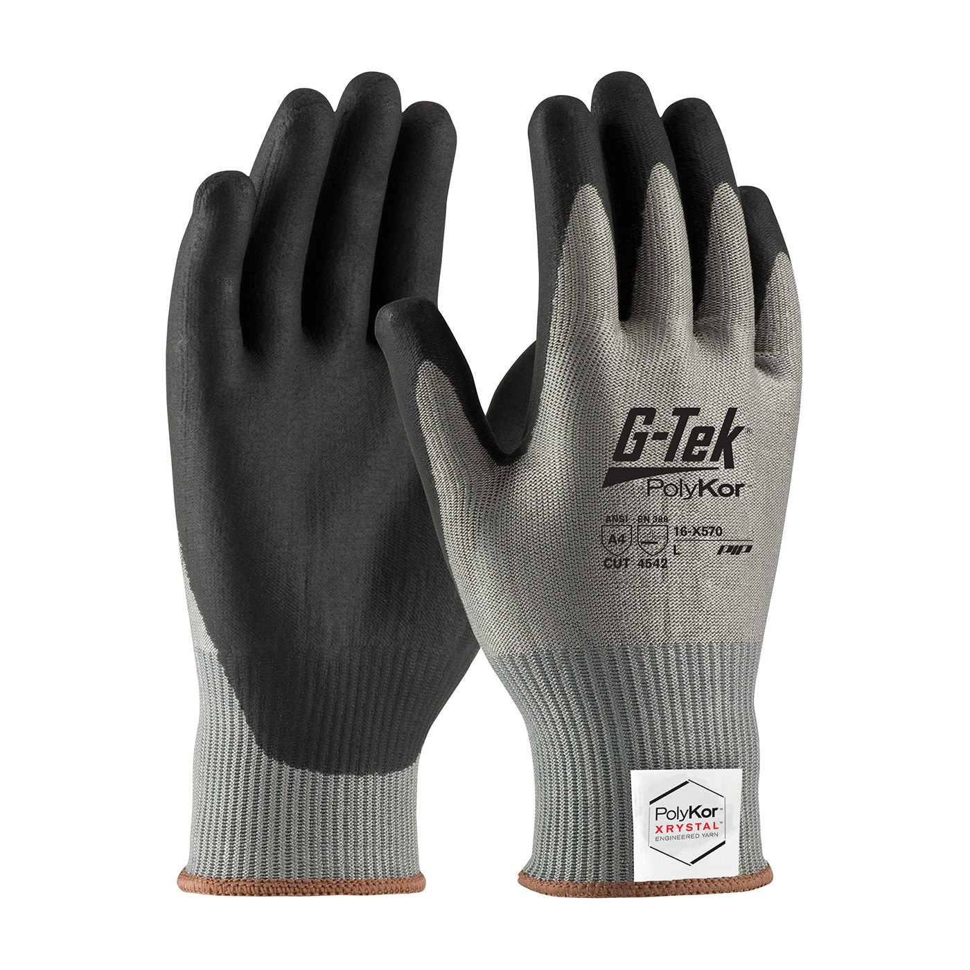G-Tek® PolyKor® Xrystal® Seamless Knit PolyKor® Xrystal® Blended Glove with NeoFoam® Coated Palm & Fingers - Touchscreen Compatible  (#16-X570)