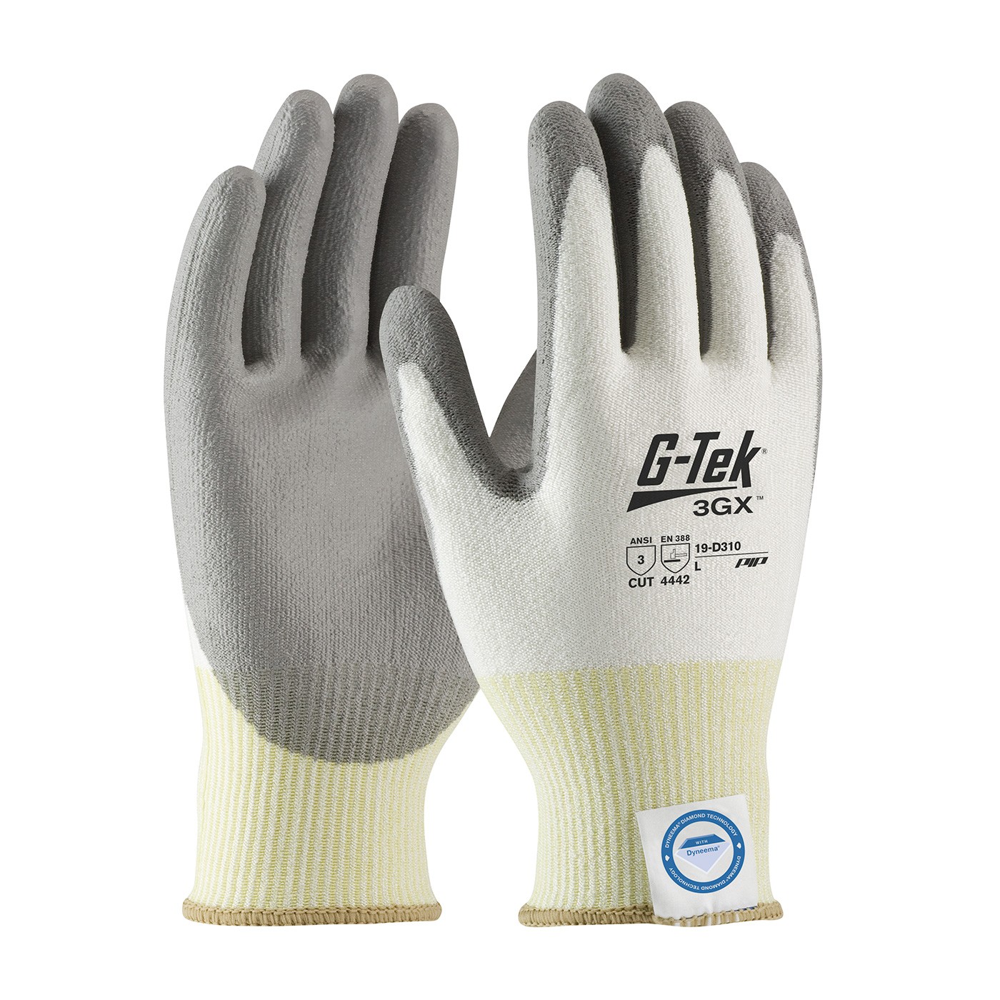 G-Tek® 3GX® Seamless Knit Dyneema® Diamond Blended Glove with Polyurethane Coated Smooth Grip on Palm & Fingers  (#19-D310)