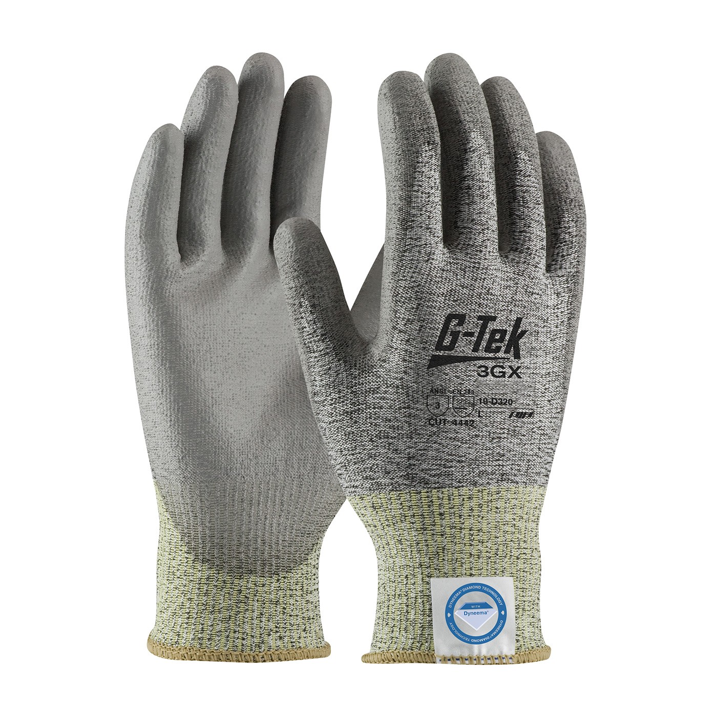 G-Tek® 3GX® Seamless Knit Dyneema® Diamond Blended Glove with Polyurethane Coated Smooth Grip on Palm & Fingers  (#19-D320)