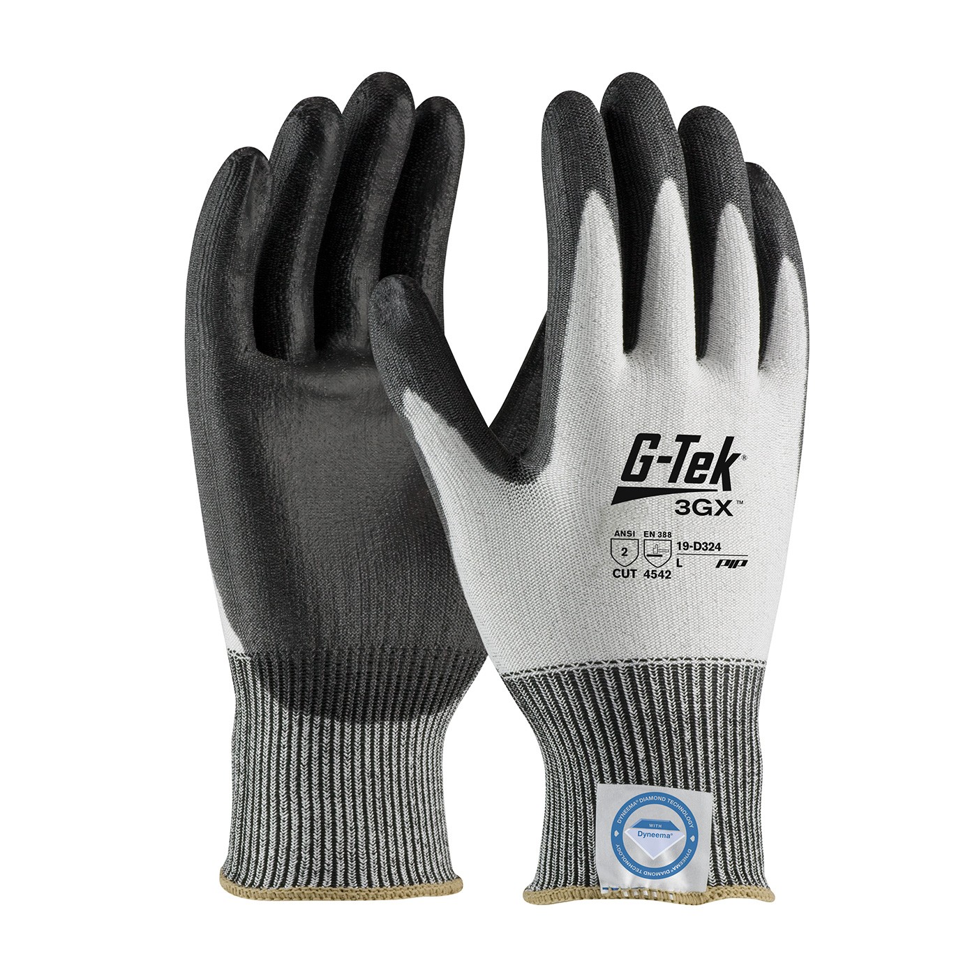 G-Tek® 3GX® Seamless Knit Dyneema® Diamond Blended Glove with Polyurethane Coated Smooth Grip on Palm & Fingers  (#19-D324)