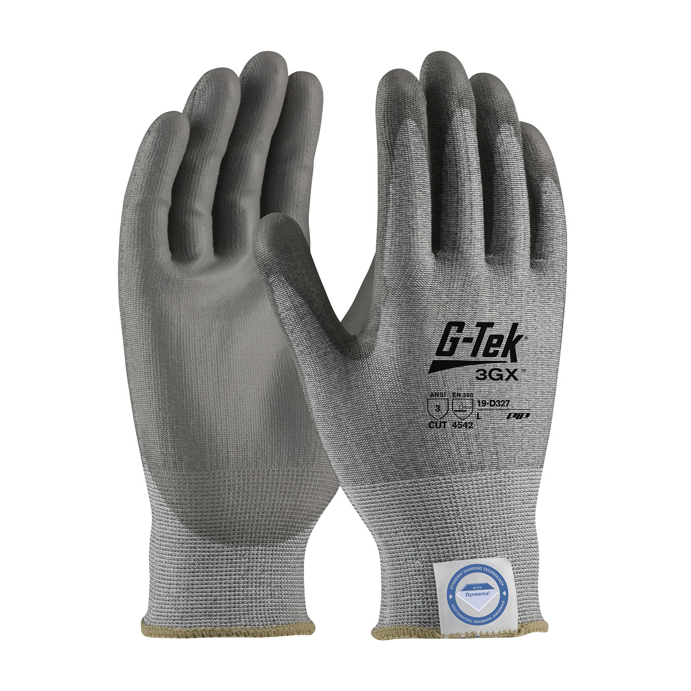 G-Tek® 3GX® Seamless Knit Dyneema® Diamond Blended Glove with Polyurethane Coated Smooth Grip on Palm & Fingers  (#19-D327)