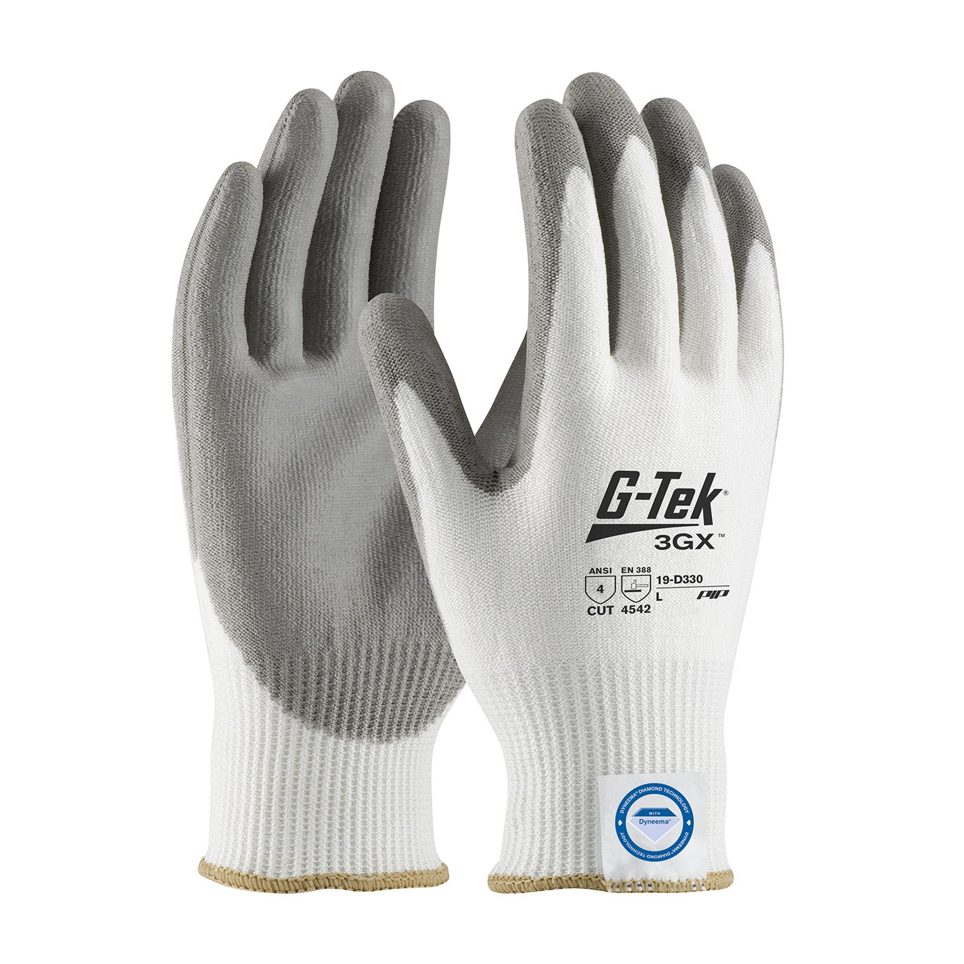G-Tek® 3GX® Seamless Knit Dyneema® Diamond Blended Glove with Polyurethane Coated Smooth Grip on Palm & Fingers  (#19-D330)