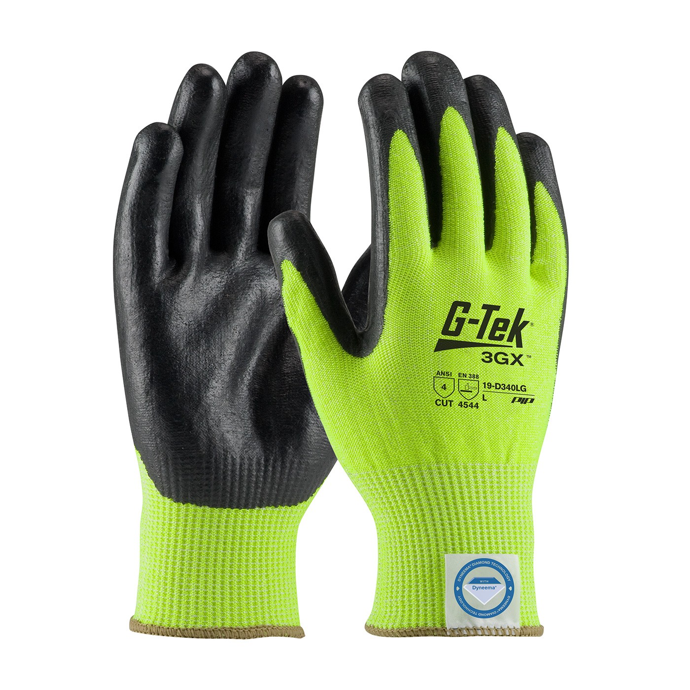 G-Tek® 3GX® Seamless Knit Dyneema® Diamond Blended Glove with Nitrile Coated Foam Grip on Palm & Fingers  (#19-D340LG)