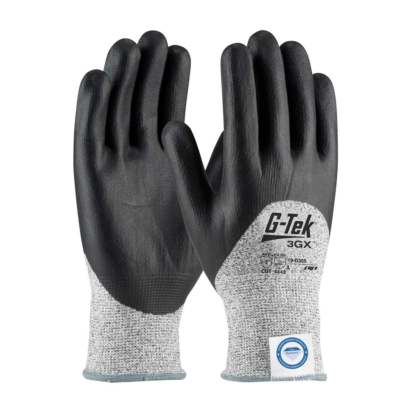 G-Tek® 3GX® Seamless Knit Dyneema® Diamond Blended Glove with Nitrile Coated Foam Grip on Palm, Fingers & Knuckles  (#19-D355)