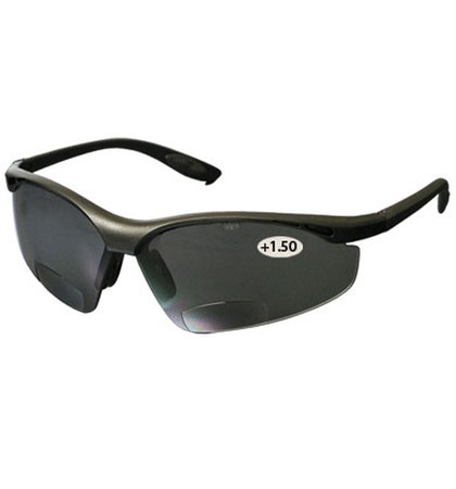 Mag Readers™ Semi-Rimless Safety Readers with Black Frame, Gray Lens and Anti-Scratch Coating, 1.50 Diopter  (#250-25-0115)