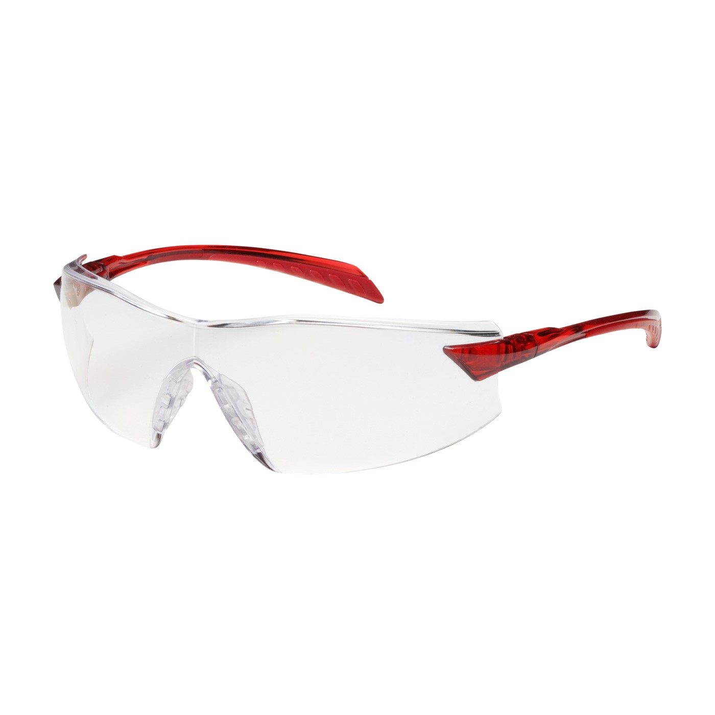 Radar™ Rimless Safety Glasses with Red Temple, Clear Lens and Anti-Scratch / Anti-Reflective Coating  (#250-45-1010)