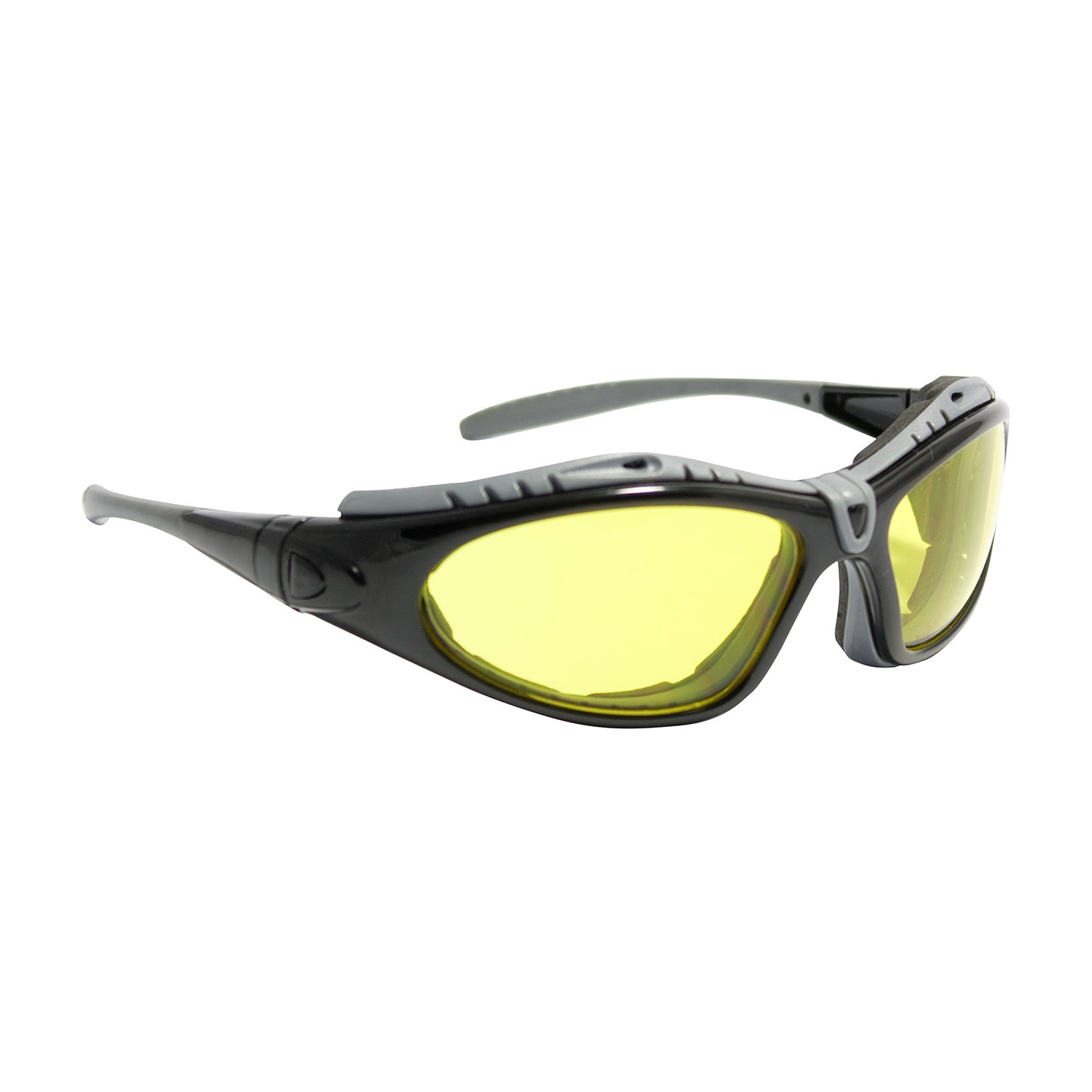 Fuselage™ Full Frame Safety Glasses with Black Frame, Foam Padding, Amber Lens and Anti-Scratch / Anti-Fog Coating  (#250-50-0429)