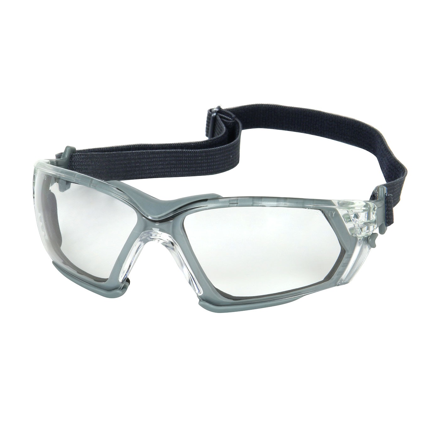 Fortify™ Rimless Safety Glasses with Gray Frame, Clear Lens, Foam Padding and Anti-Scratch / FogLess® 3Sixty™ Coating  (#250-54-0520)