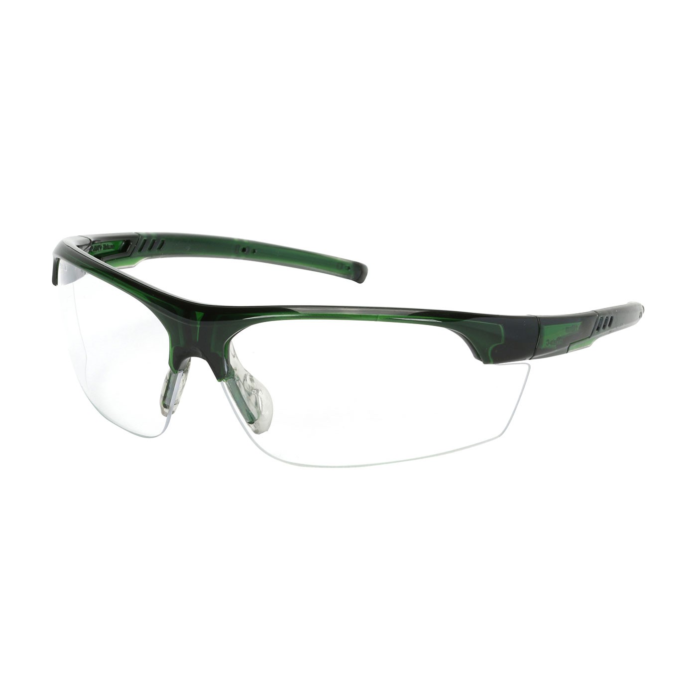 Xtricate-C™ Semi-Rimless Safety Glasses with Green Frame, Clear Lens and FogLess® 3Sixty™ Coating  (#250-58-0520)
