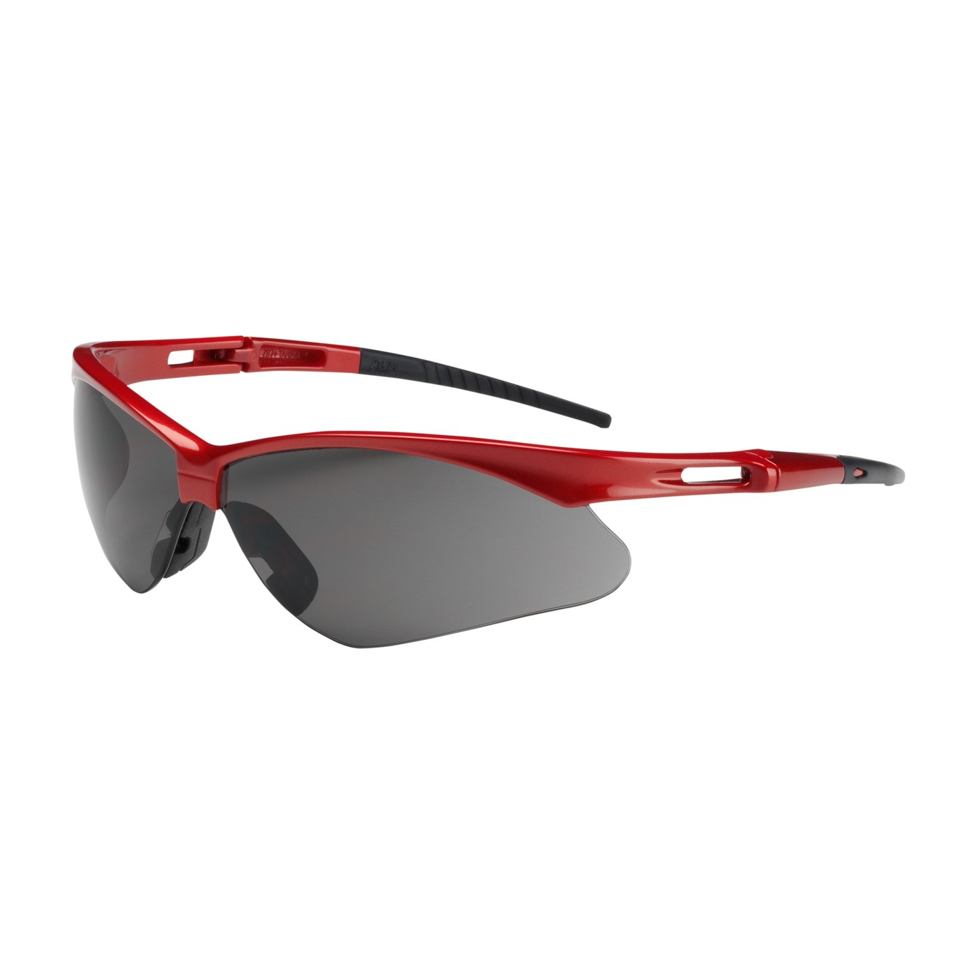 Anser™ Semi-Rimless Safety Glasses with Red Frame, Gray Lens and Anti-Scratch Coating  (#250-AN-10117)
