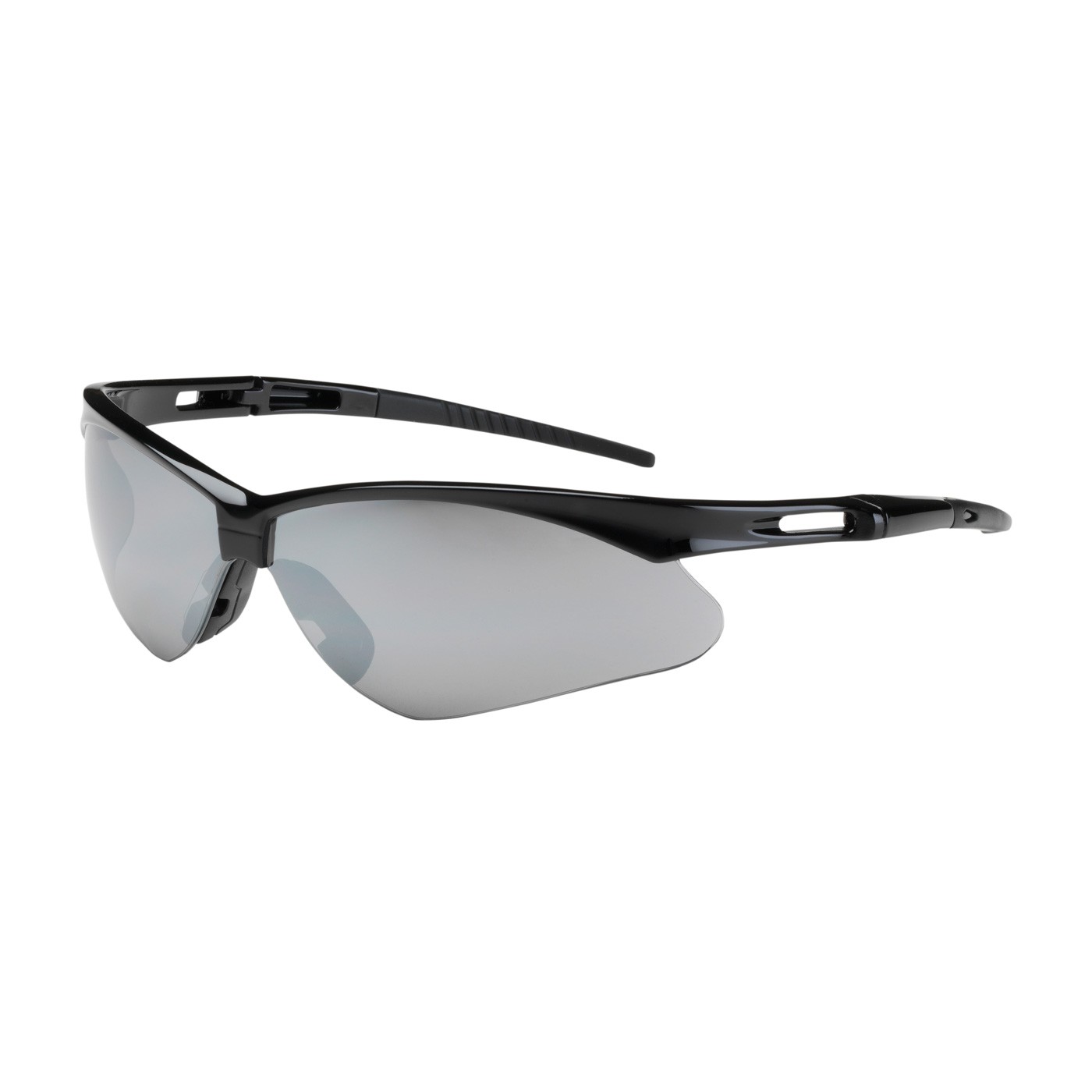 Anser™ Semi-Rimless Safety Glasses with Black Frame, Silver Mirror Lens and Anti-Scratch Coating  (#250-AN-10125)