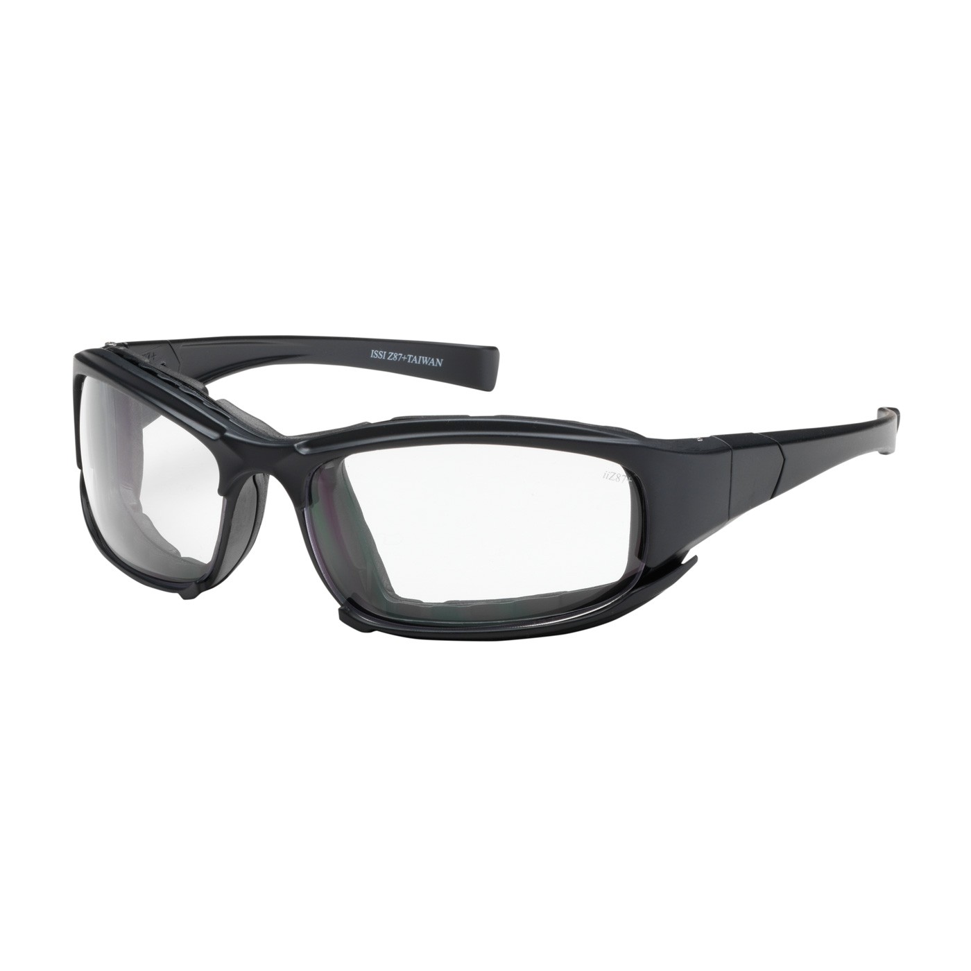 Cefiro™ Full Frame Safety Glasses with Black Frame, Rubber Foam Padding, Clear Lens and Anti-Scratch / Anti-Fog Coating  (#250-CE-10090)