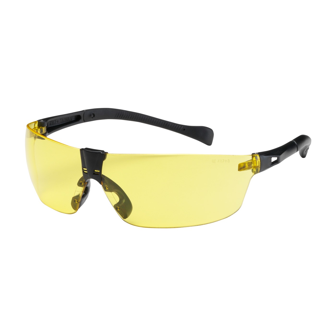 Monteray II™ Rimless Safety Glasses with Black Temple, Amber Lens and Anti-Scratch Coating  (#250-MT-10074)