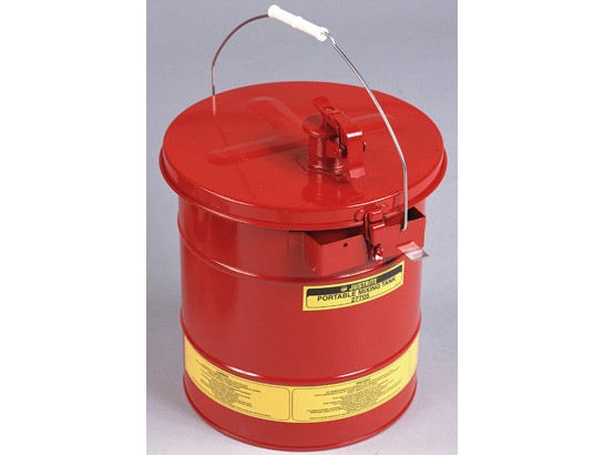 Justrite Portable Mixing Tank, Removable Cover With Flame Arrester, Bonding Tab, 5 Gallon, Red (#27705)