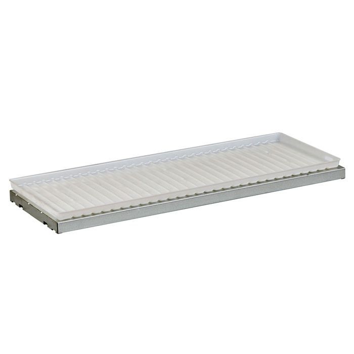 39.375" W x 14" D Steel Shelf With Plastic Tray for 17/30/45-Gallon (43"W) Safety Cabinets, SpillSlope® (#29958)