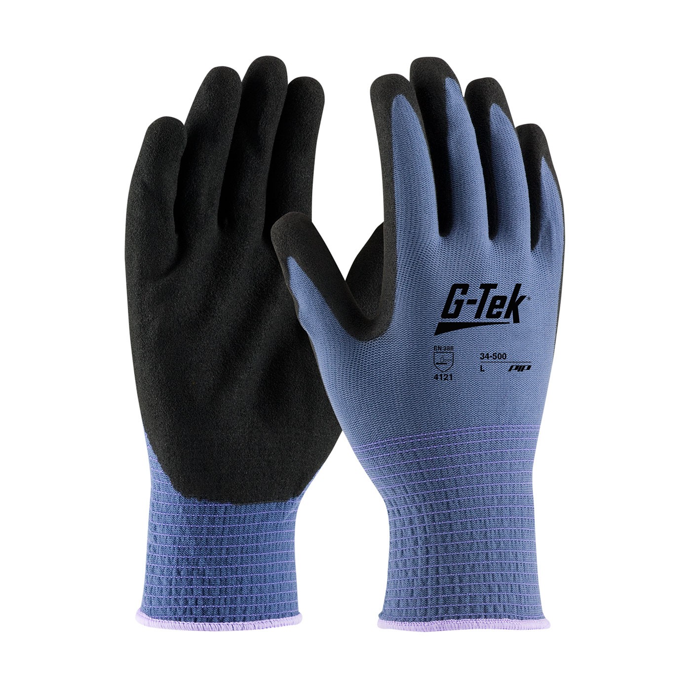 G-Tek® GP™ Seamless Knit Nylon Glove with Nitrile Coated MicroSurface Grip on Palm & Fingers - 13 Gauge (#34-500)
