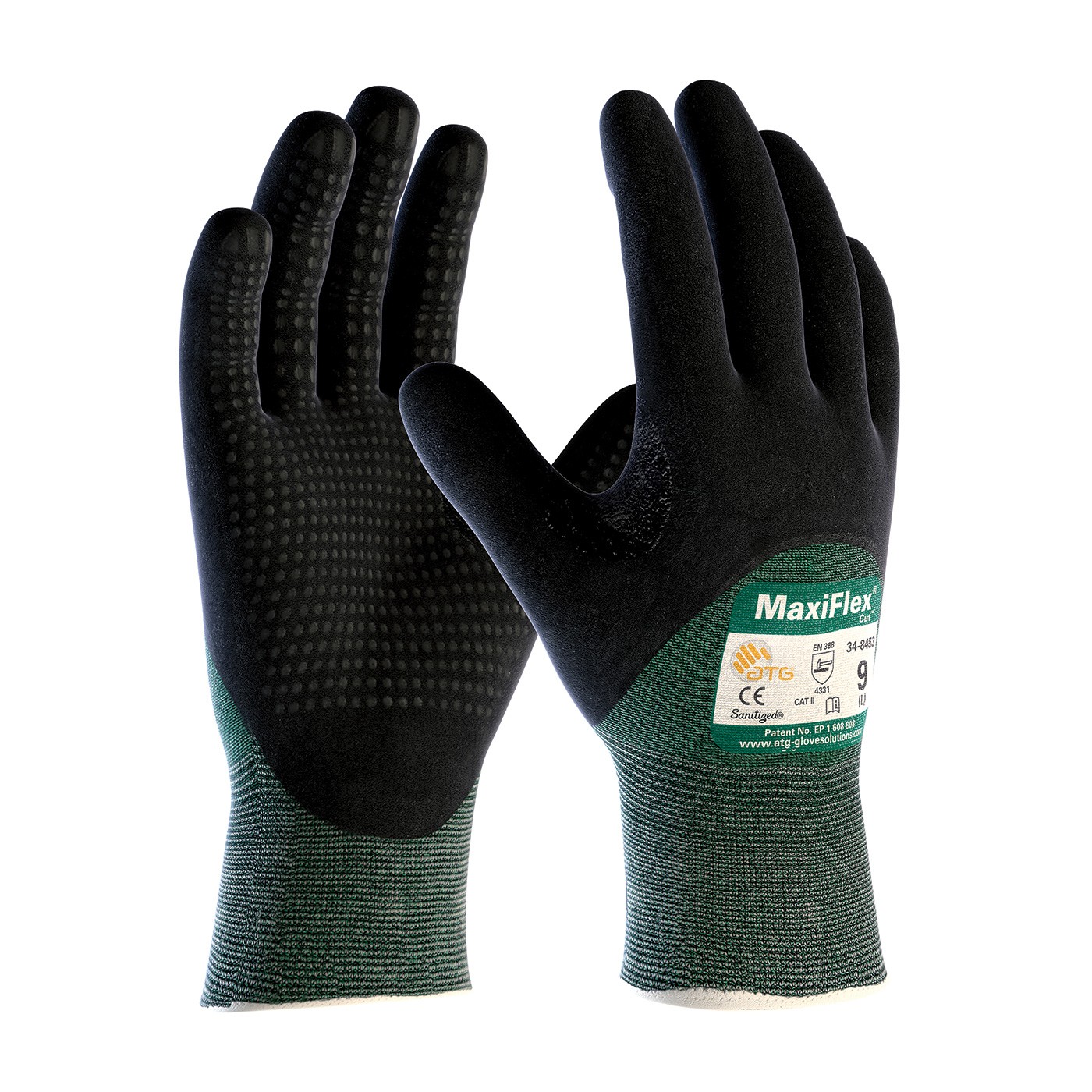 MaxiFlex® Cut™ Seamless Knit Engineered Yarn Glove with Premium Nitrile Coated MicroFoam Grip on Palm, Fingers & Knuckles - Micro Dot Palm (#34-8453)