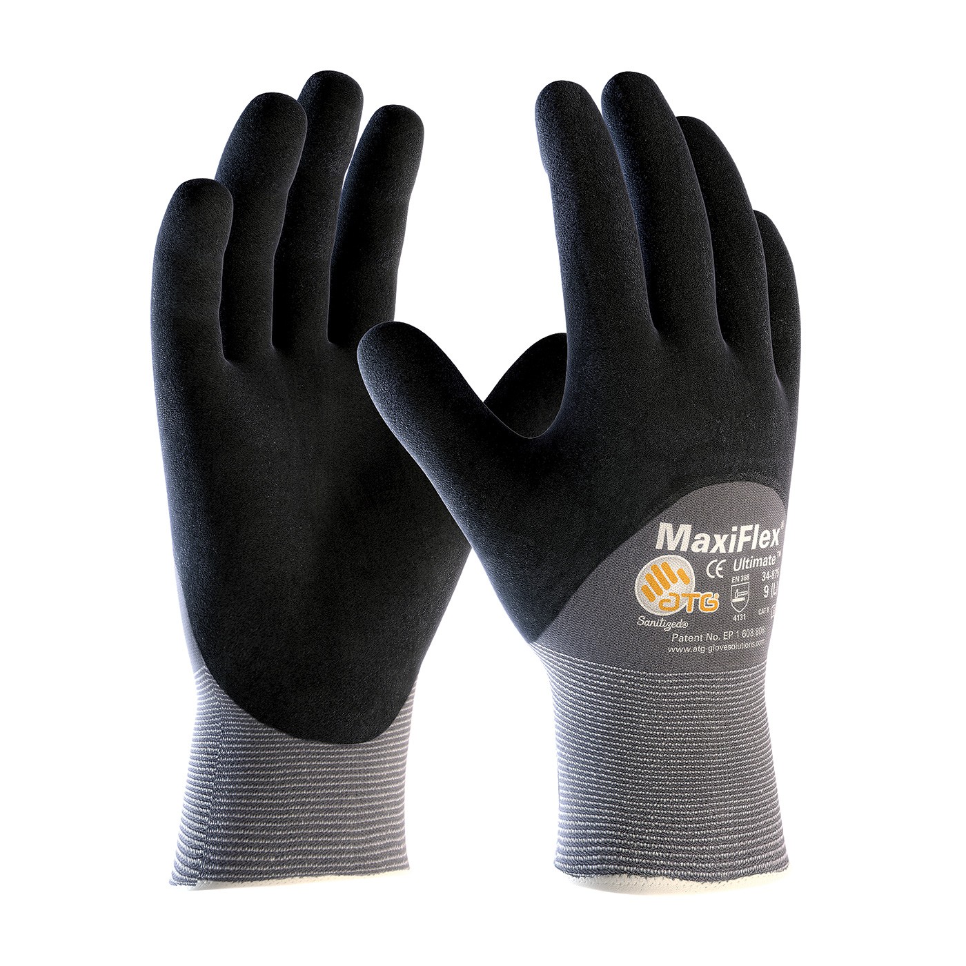 MaxiFlex® Ultimate™ Seamless Knit Nylon / Lycra Glove with Nitrile Coated MicroFoam Grip on Palm, Fingers & Knuckles (#34-875)