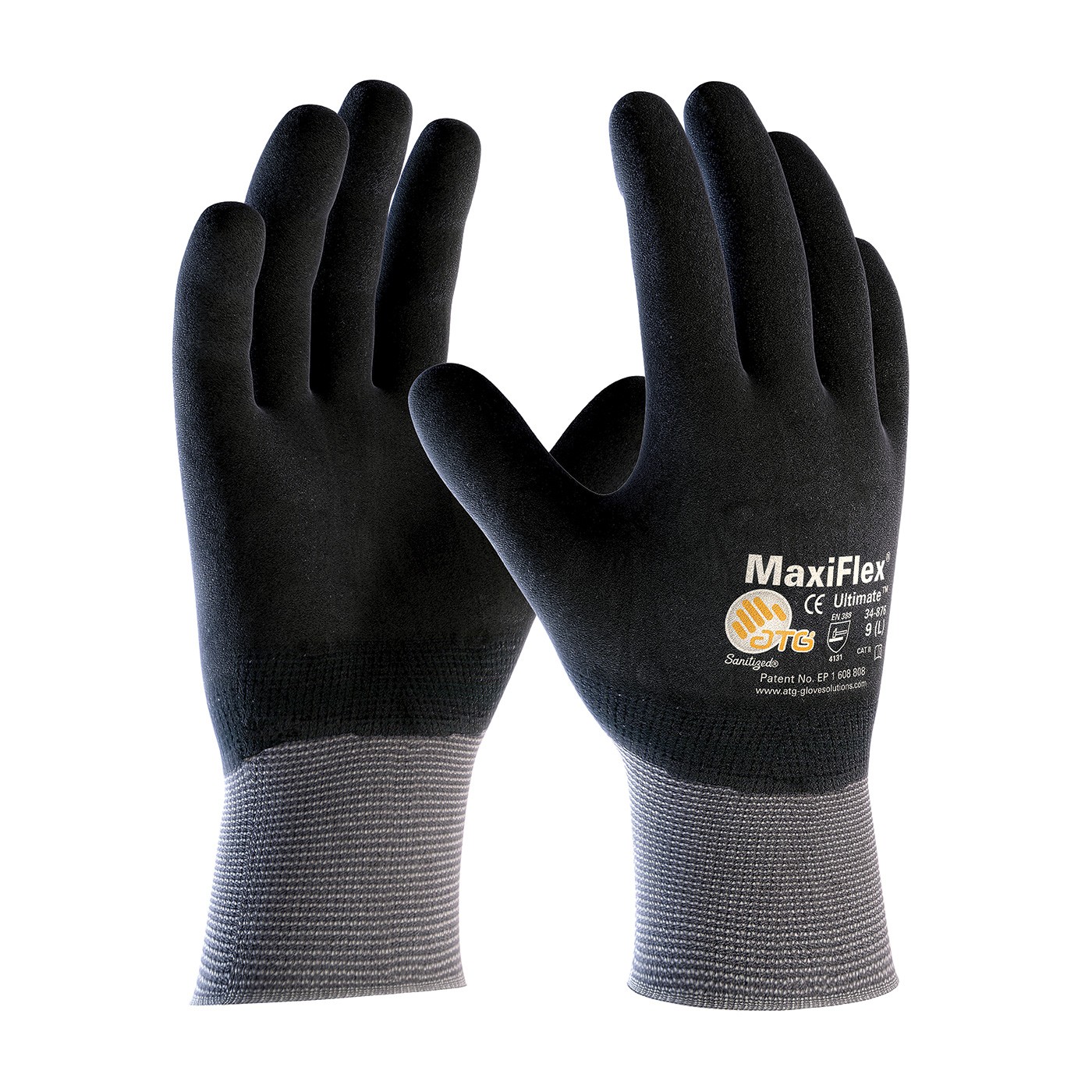 MaxiFlex® Ultimate™ Seamless Knit Nylon / Lycra Glove with Nitrile Coated MicroFoam Grip on Full Hand (#34-876)