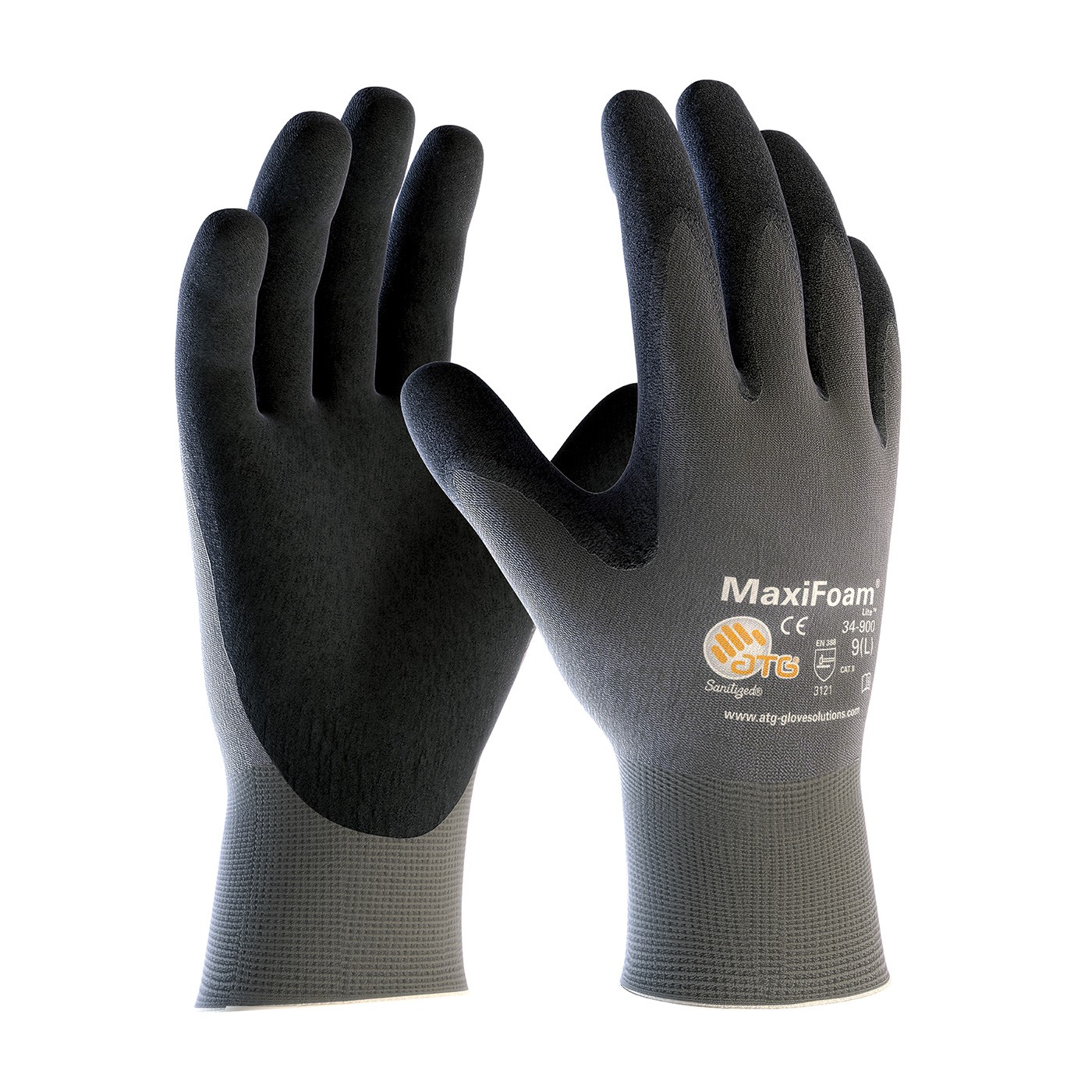 MaxiFoam® Lite Seamless Knit Nylon Glove with Nitrile Coated Foam Grip on Palm & Fingers (#34-900)