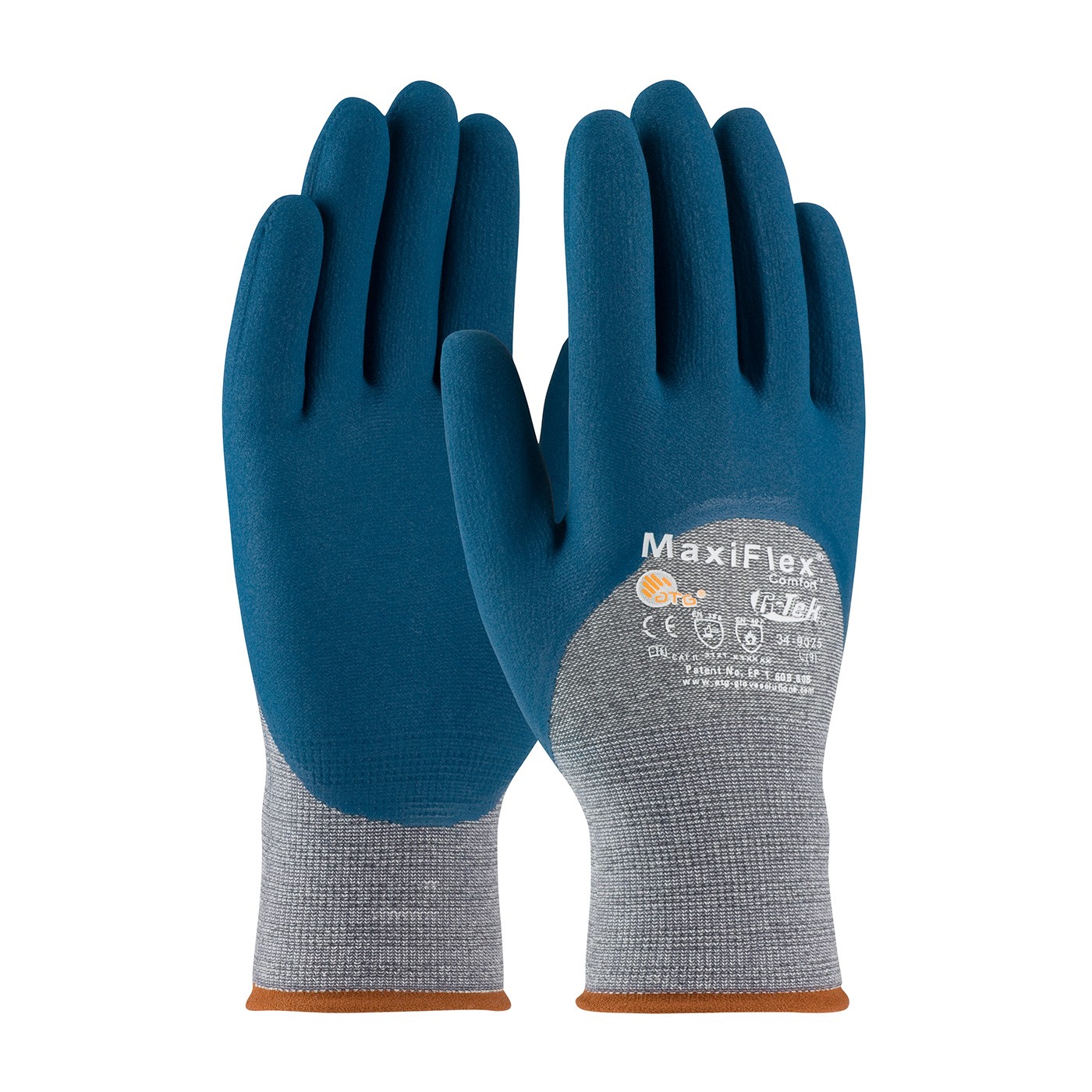 MaxiFlex® Comfort™ Seamless Knit Cotton / Nylon / Lycra Glove with Nitrile Coated MicroFoam Grip on Palm, Fingers & Knuckles (#34-9025)