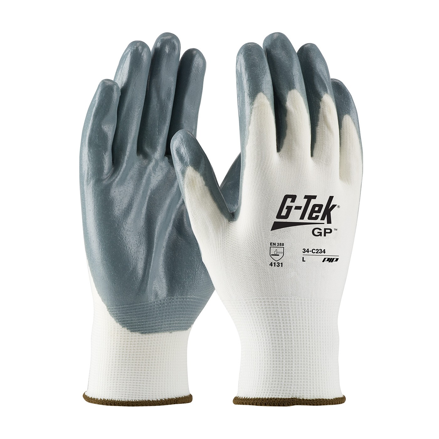 G-Tek® Seamless Knit Nylon Glove with Nitrile Coated Foam Grip on Palm & Fingers - Economy Grade (#34-C234)