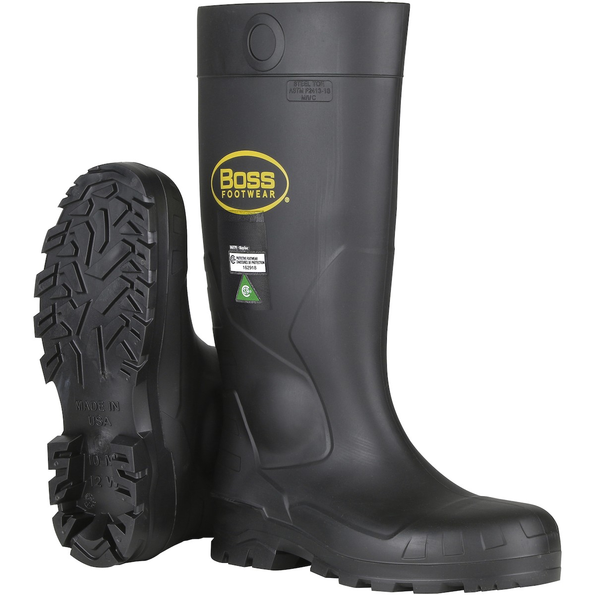 Boss® Footwear Black PVC Full Safety Steel Toe and Midsole Boot