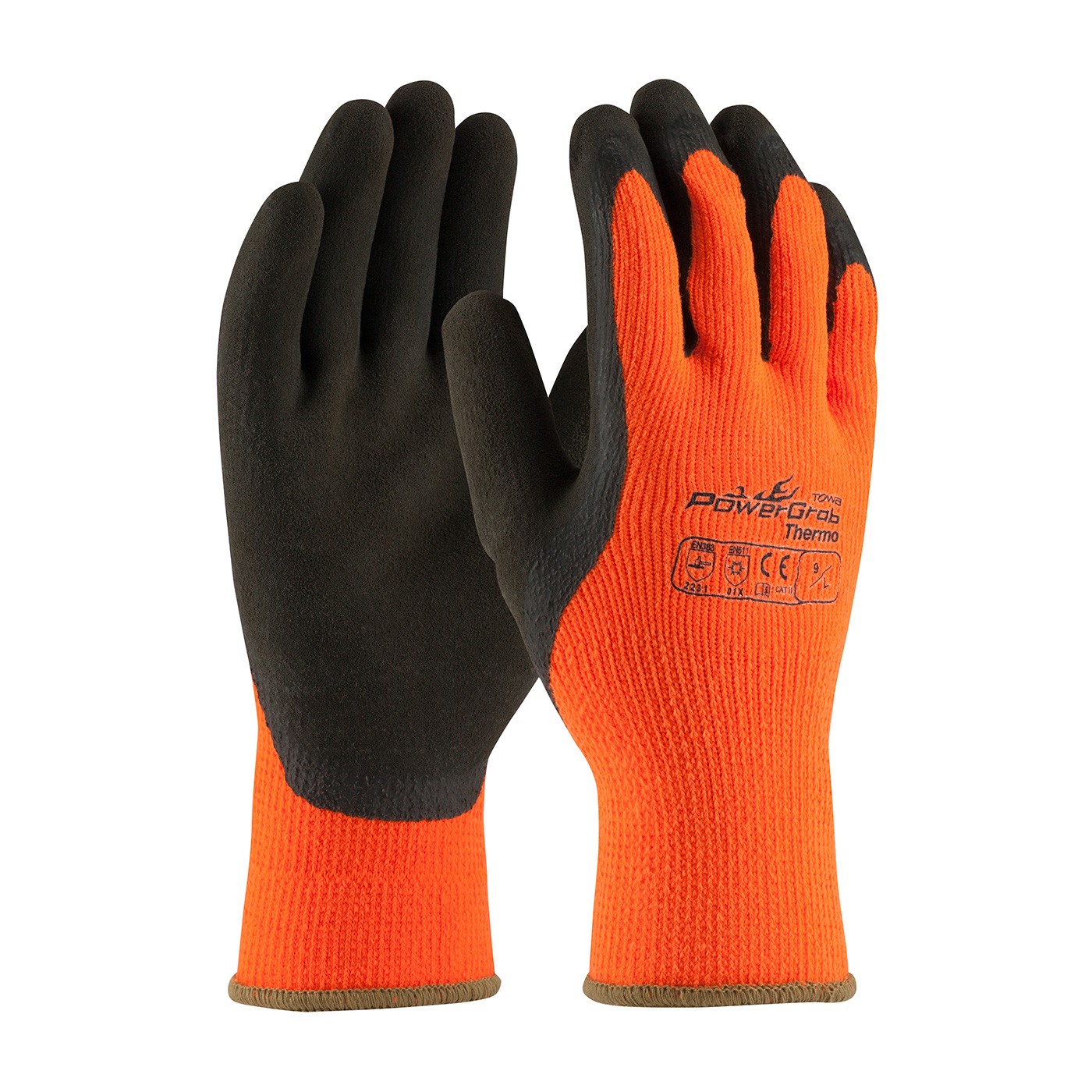 PowerGrab™ Thermo Hi-Vis Seamless Knit Acrylic Terry Glove with Latex MicroFinish Grip on Palm & Fingers  (#41-1400)
