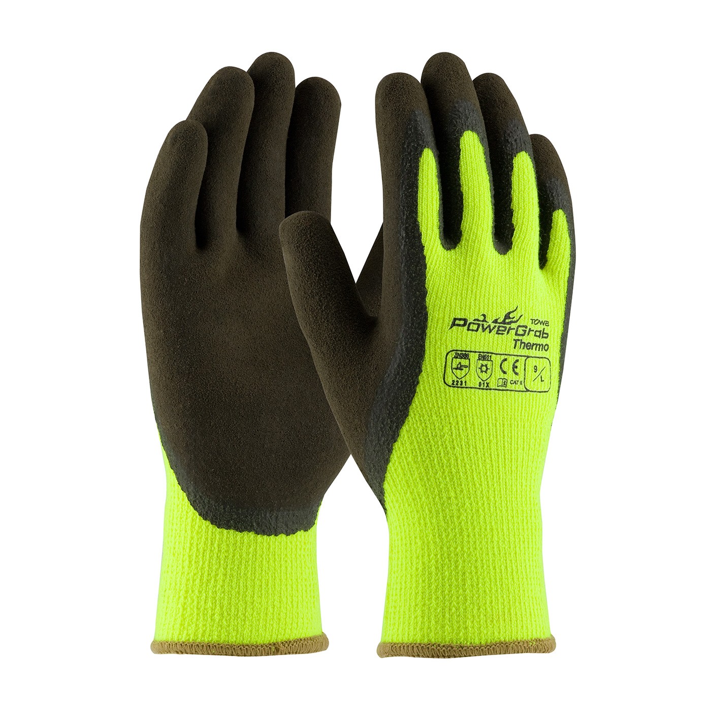 PowerGrab™ Thermo Hi-Vis Seamless Knit Acrylic Terry Glove with Latex MicroFinish Grip on Palm & Fingers  (#41-1405)