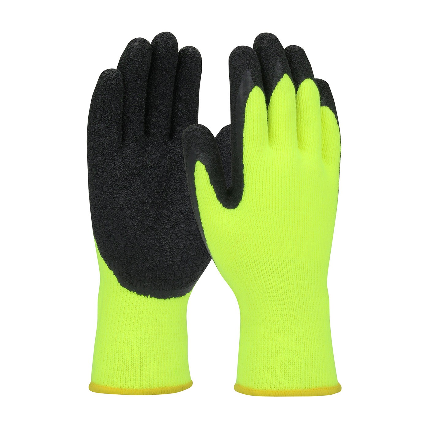 PIP® Economy Hi-Vis Seamless Knit Acrylic Glove with Latex Coated Crinkle Grip on Palm & Fingers  (#41-1425)