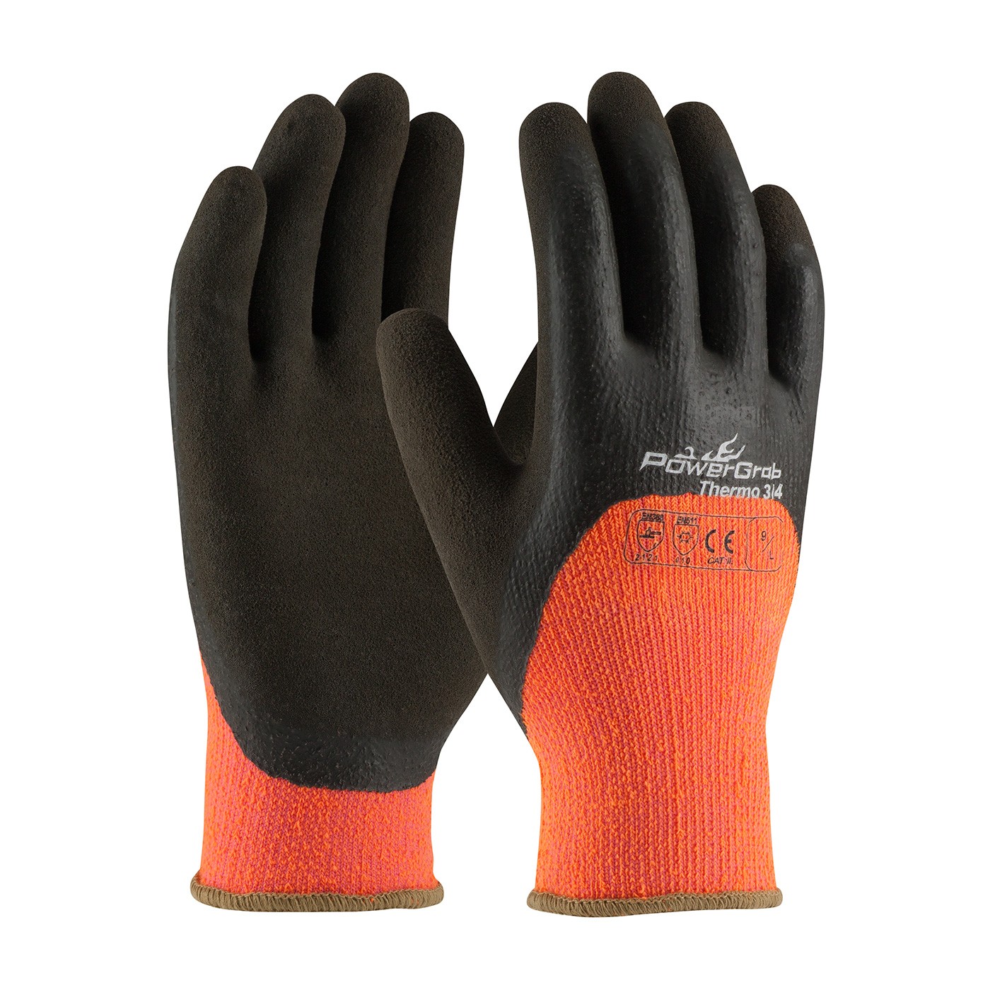PowerGrab™ Thermo 3/4 Hi-Vis Seamless Knit Acrylic Terry Glove with Latex MicroFinish Grip on Palm, Fingers & Knuckles  (#41-1475)